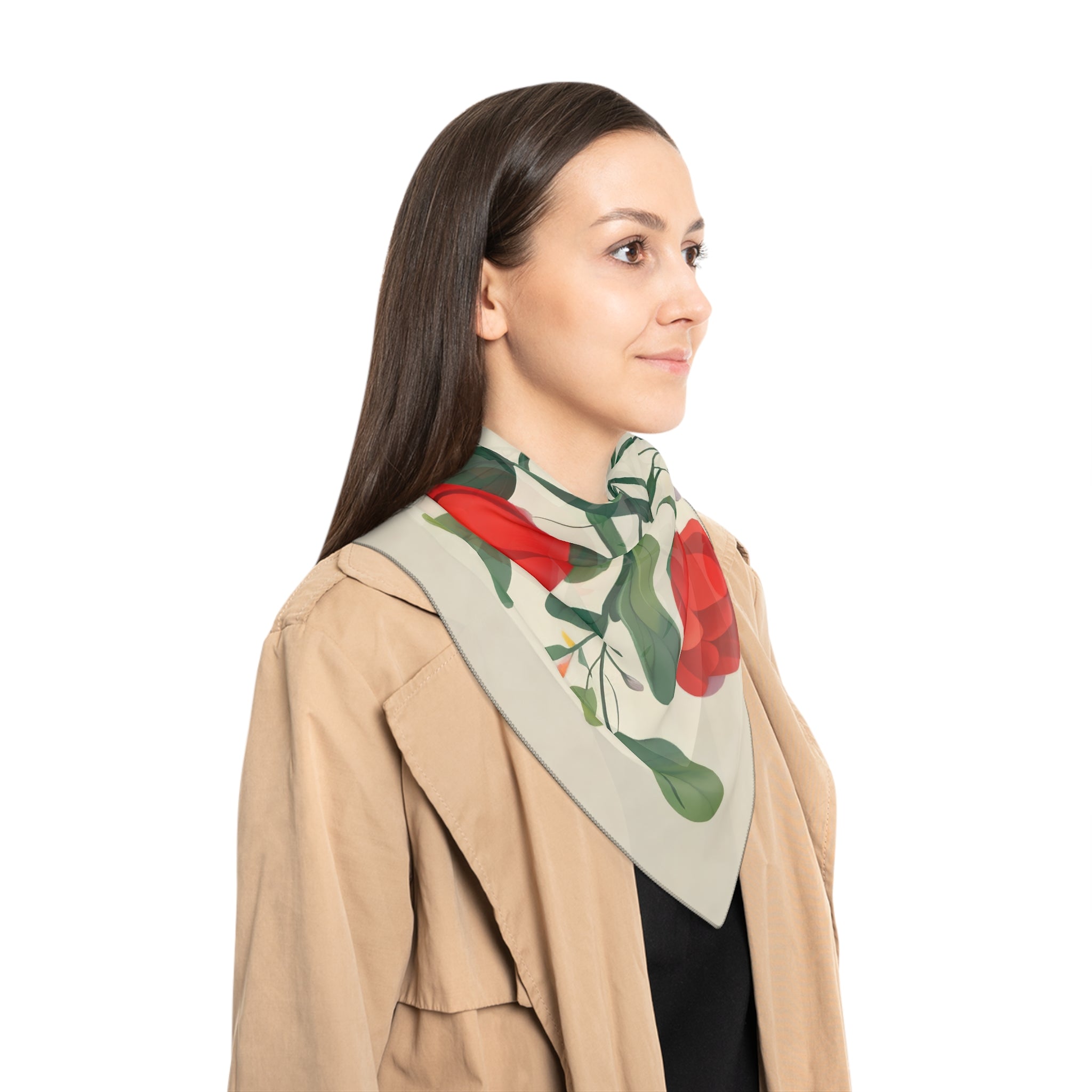 Red Tulips Silk-Look Scarf — Tulips Graphic Print