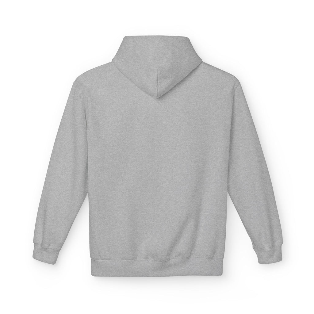 Sport grey pullover hoodie with hood and front kangaroo pocket.
