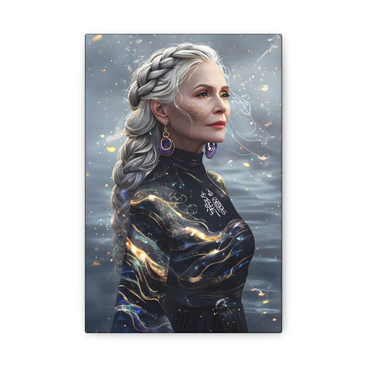 Canvas Art, Ethereal Woman Wall Decor, Vintage Lady Portrait, Classic Canvas Print, Retro Female Artwork, Boho Home Decor
