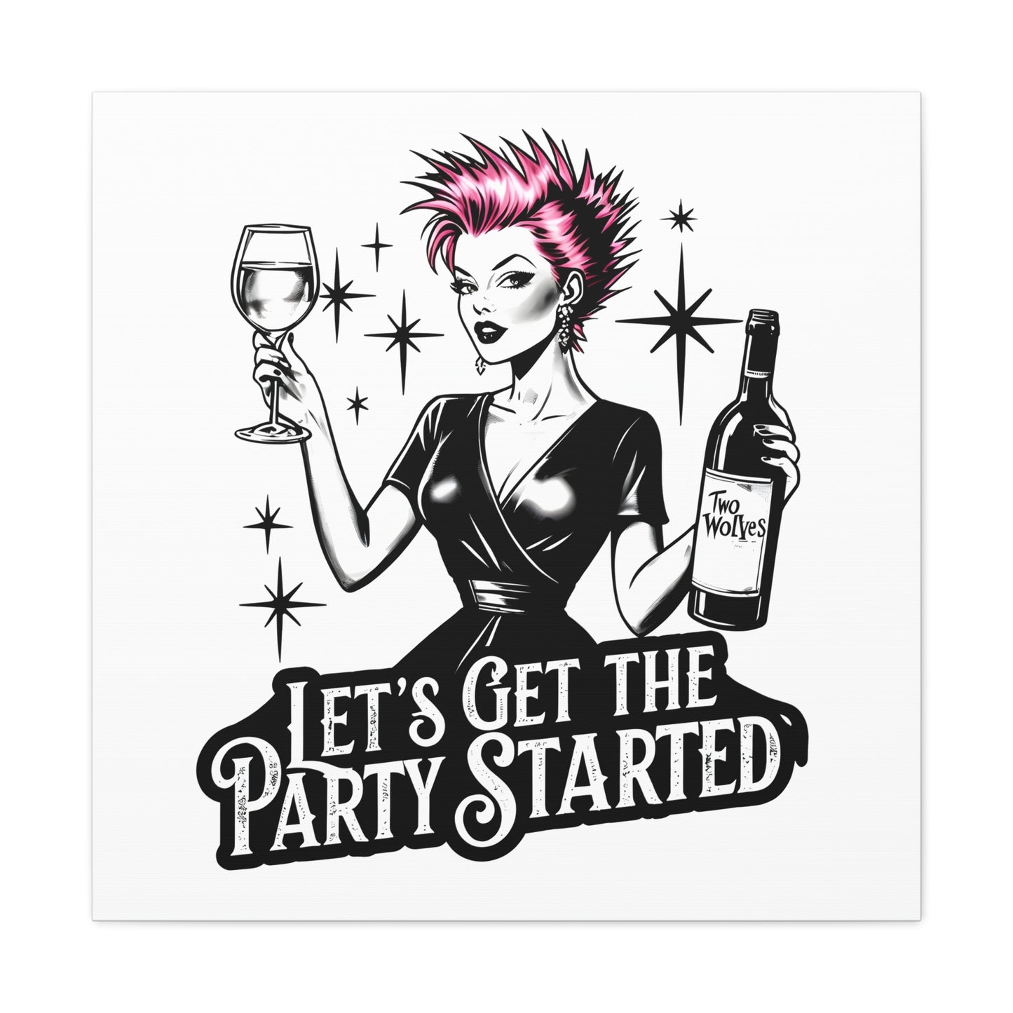 Canvas Wall Art Print, Pink Alecia Party Decoration, Lets Get Started Decor, Wall Hanging Poster, Home Office Bed Room Decor