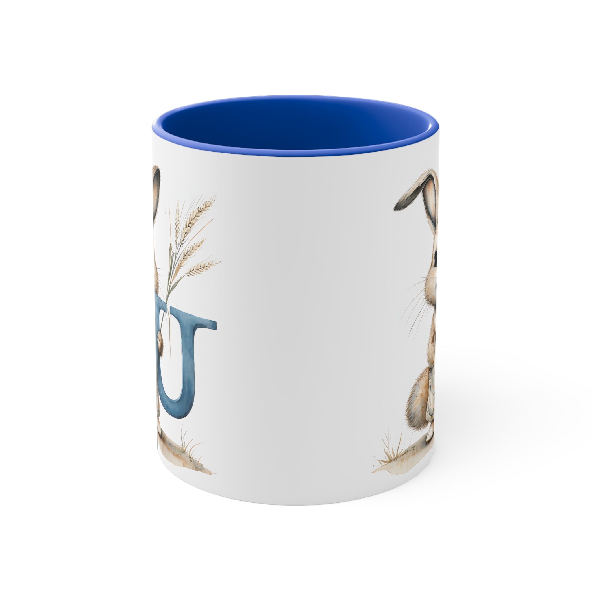 Whimsical Letter U Rabbit Accent Mug, Perfect for Easter, Coffee Lovers, Cute Gifts, Home Decor, Breakfast Table, Unique Tea Mug
