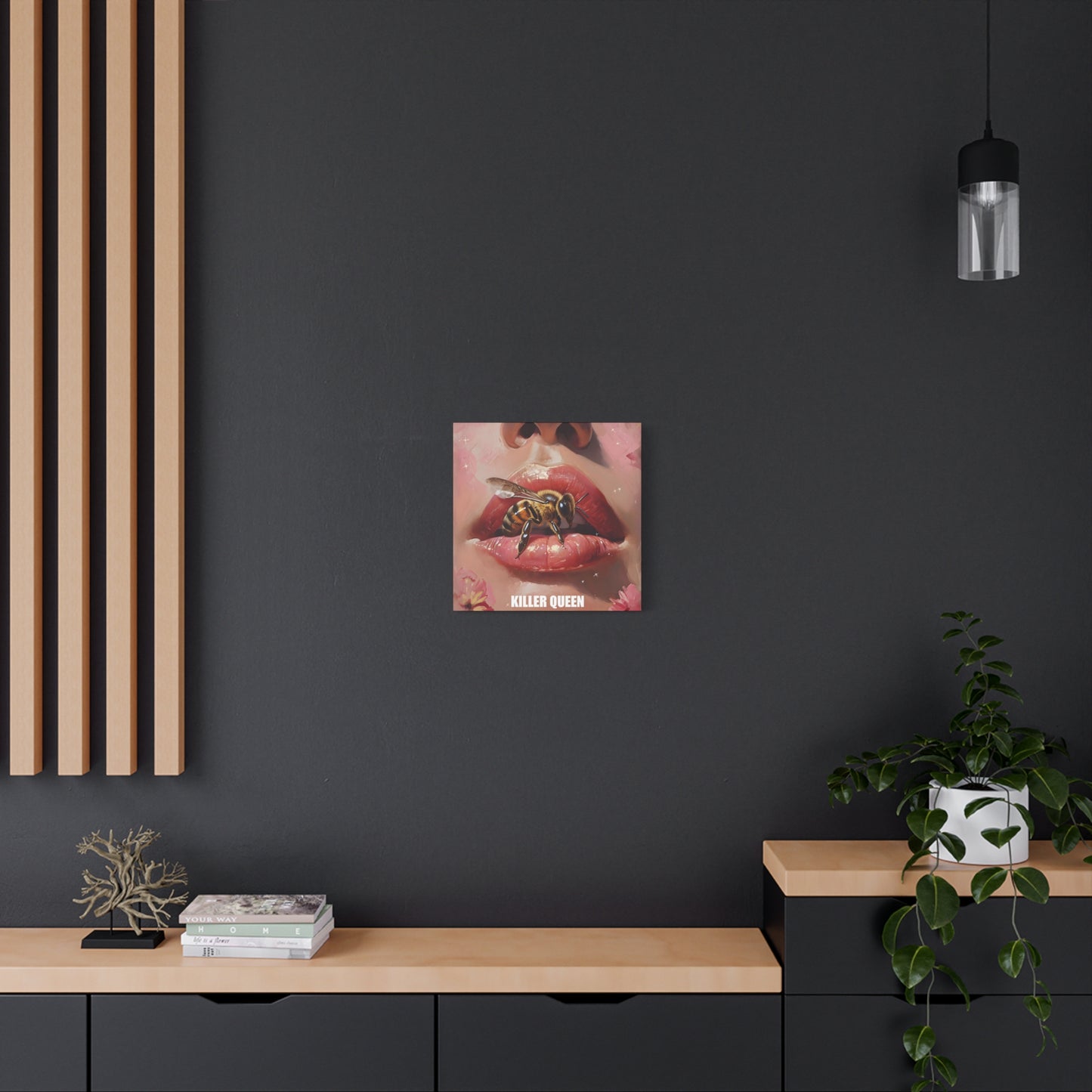Surreal Killer Queen Canvas Art Print, Bold Wall Decor, Unique Gift for Her, Bee Lover Art, Vibrant Home Decor, Unique Design