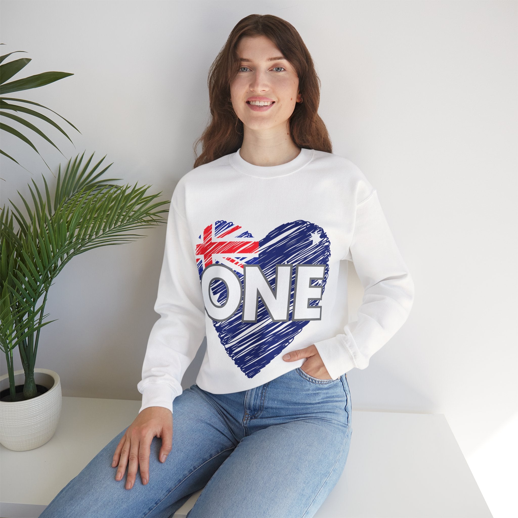 Australia ONE Heart Crewneck Unity Sweatshirt – Patriotic Aussie Design