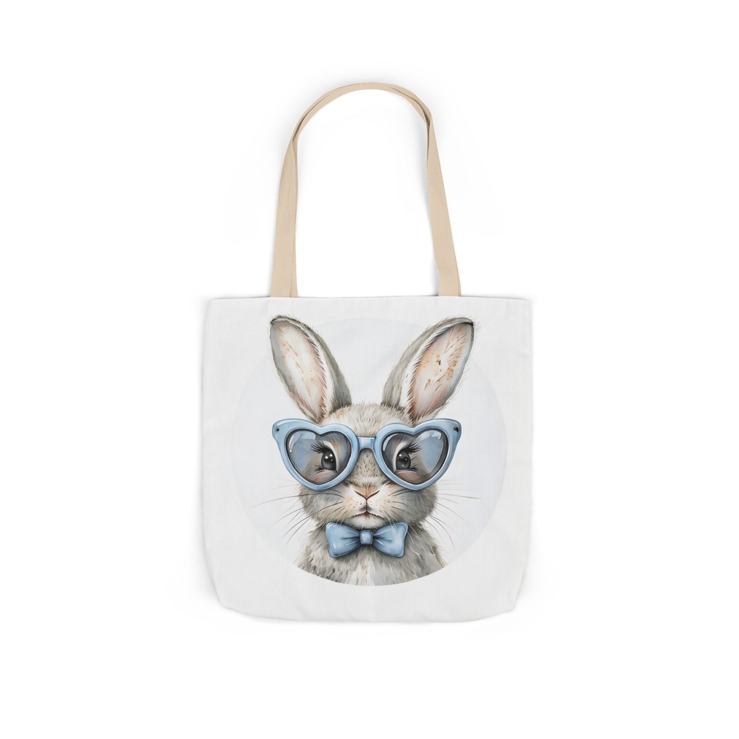 Cute Double Sided Bunny Canvas Tote Bag, Eco-Friendly Shopping Bag, Easter Gift, Spring Style Tote, Bunny Lover's Tote, 3-Color Straps