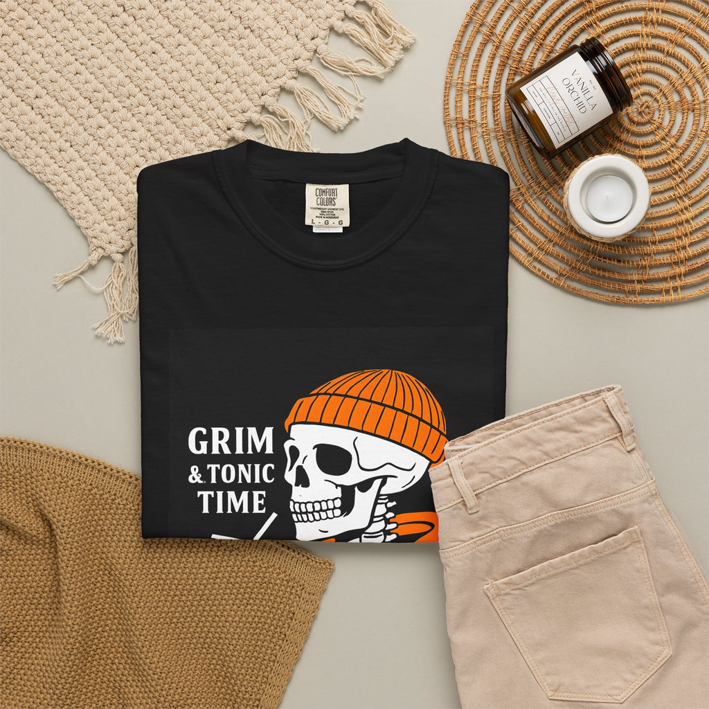 Halloween Grim & Tonic Time Black Unisex T-Shirt