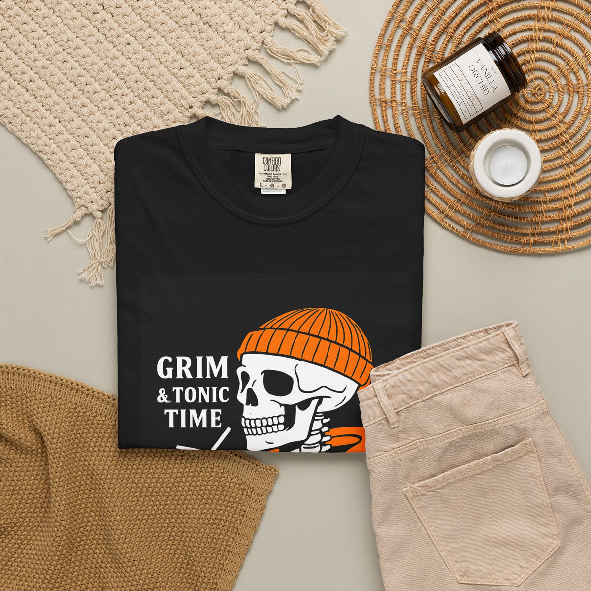 Halloween Grim & Tonic Time Black Unisex T-Shirt