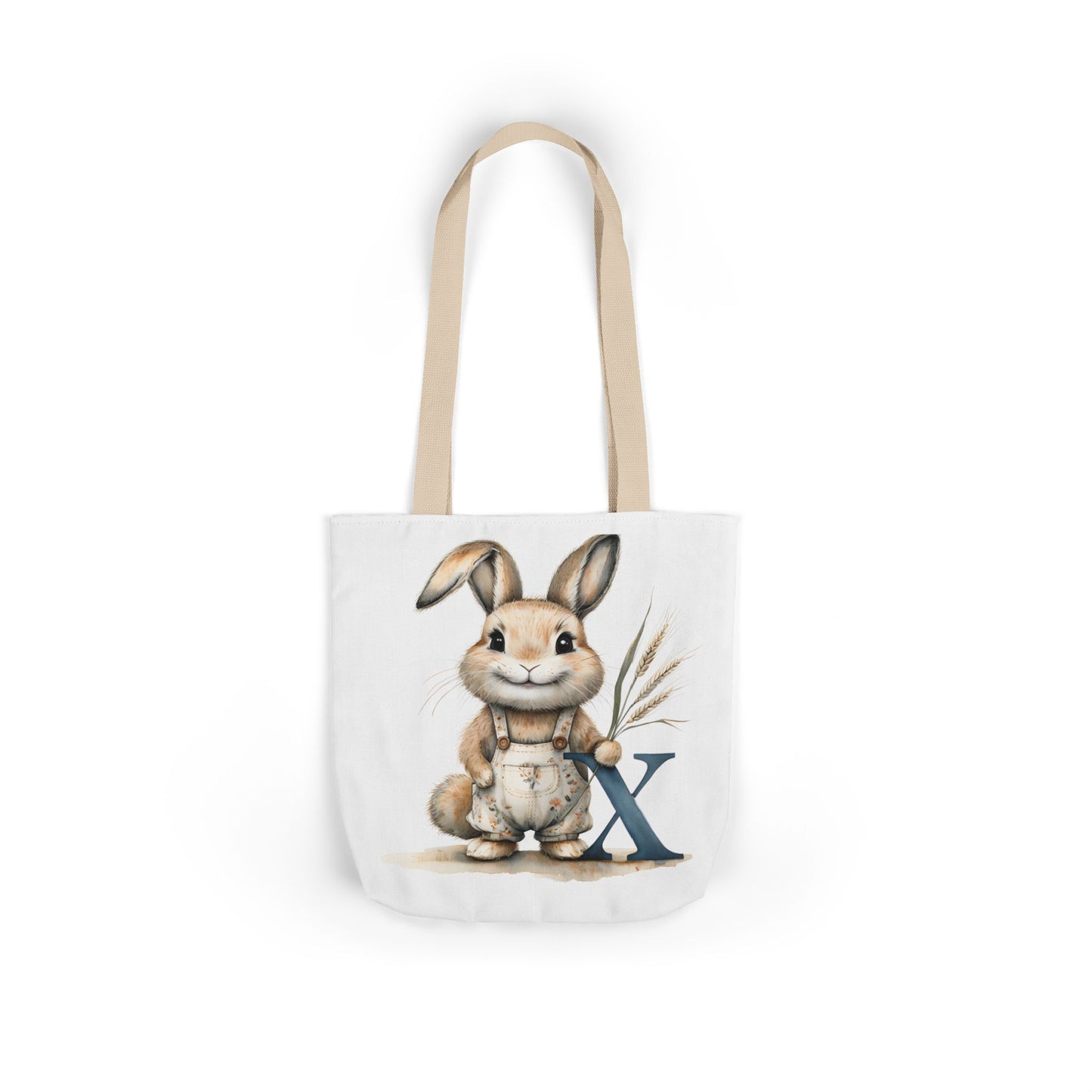Cute Letter X Bunny Canvas Tote Bag with 5-Color Straps, Ideal for Spring, Easter Gifts, Eco-Friendly Shopping, Animal Lovers, Cute Designs