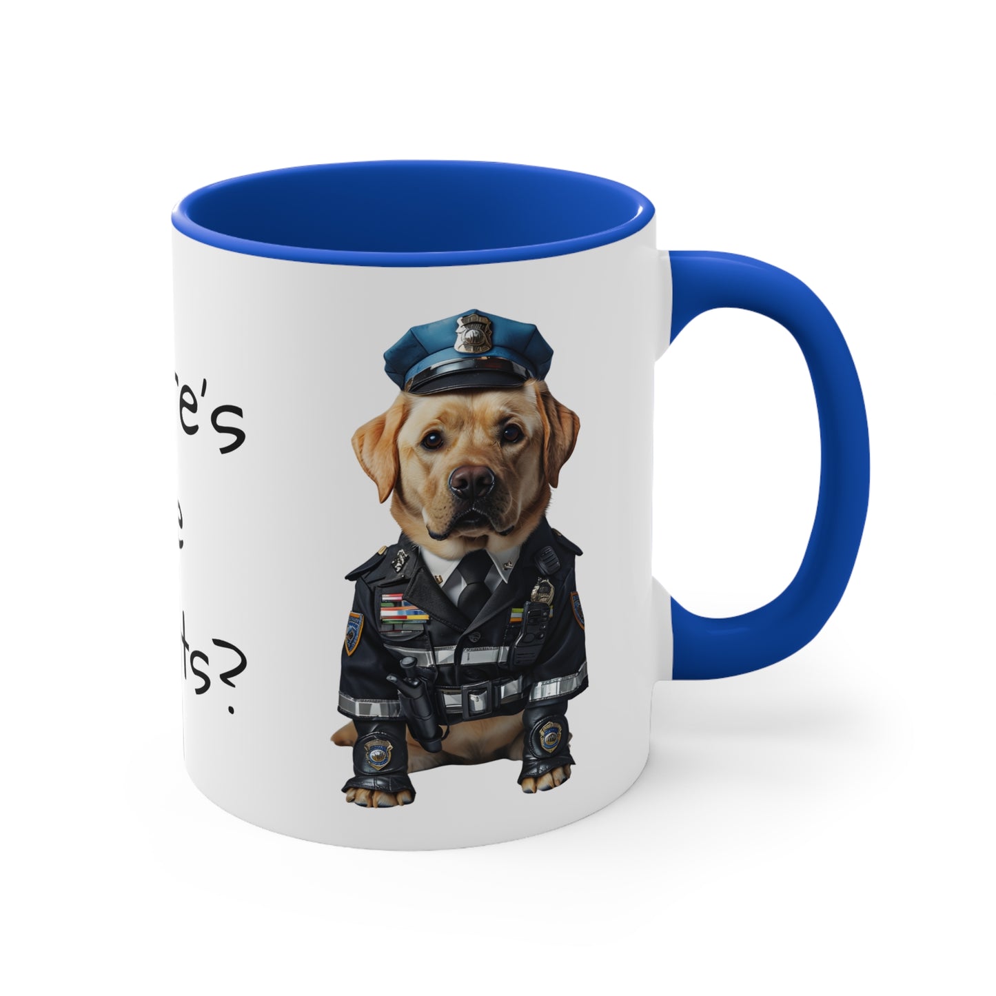 Labrador Retriever in Police Uniform Accent Mug Wheres the Donuts Fun Dog Lover and Police Fan Gift