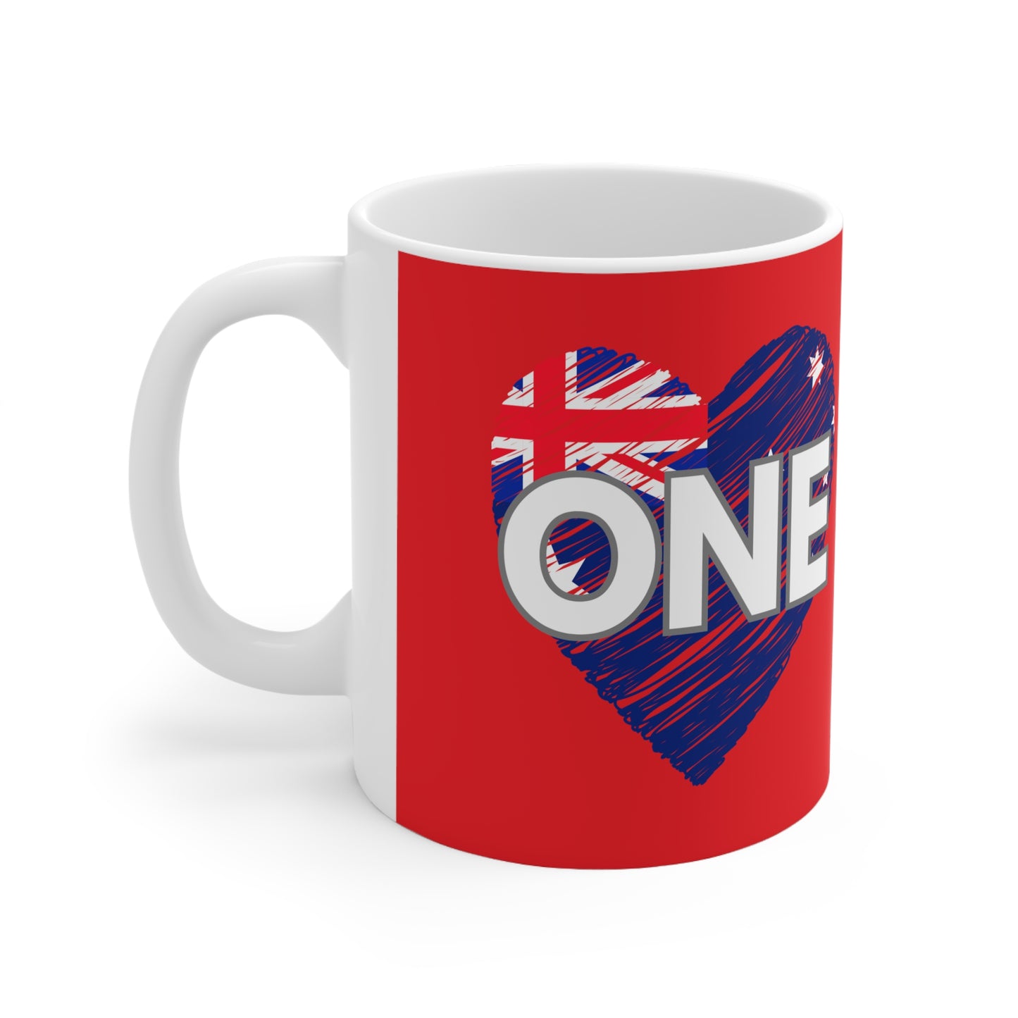 Australia ONE Heart Unity Red Ceramic Coffee Mug — 11oz