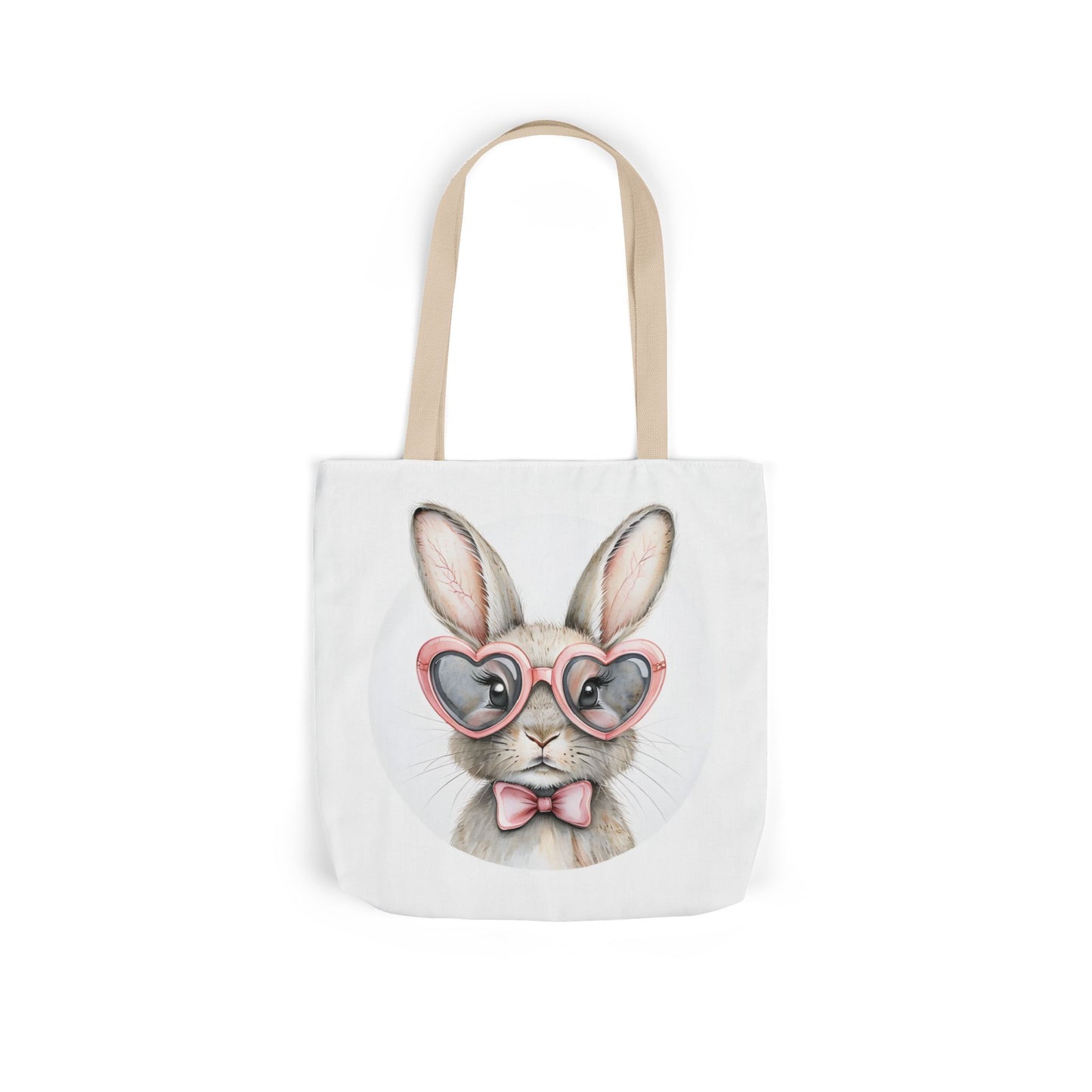 Cute Double Sided Bunny Canvas Tote Bag, Eco-Friendly Shopping Bag, Easter Gift, Spring Style Tote, Bunny Lover's Tote 3-Color Straps