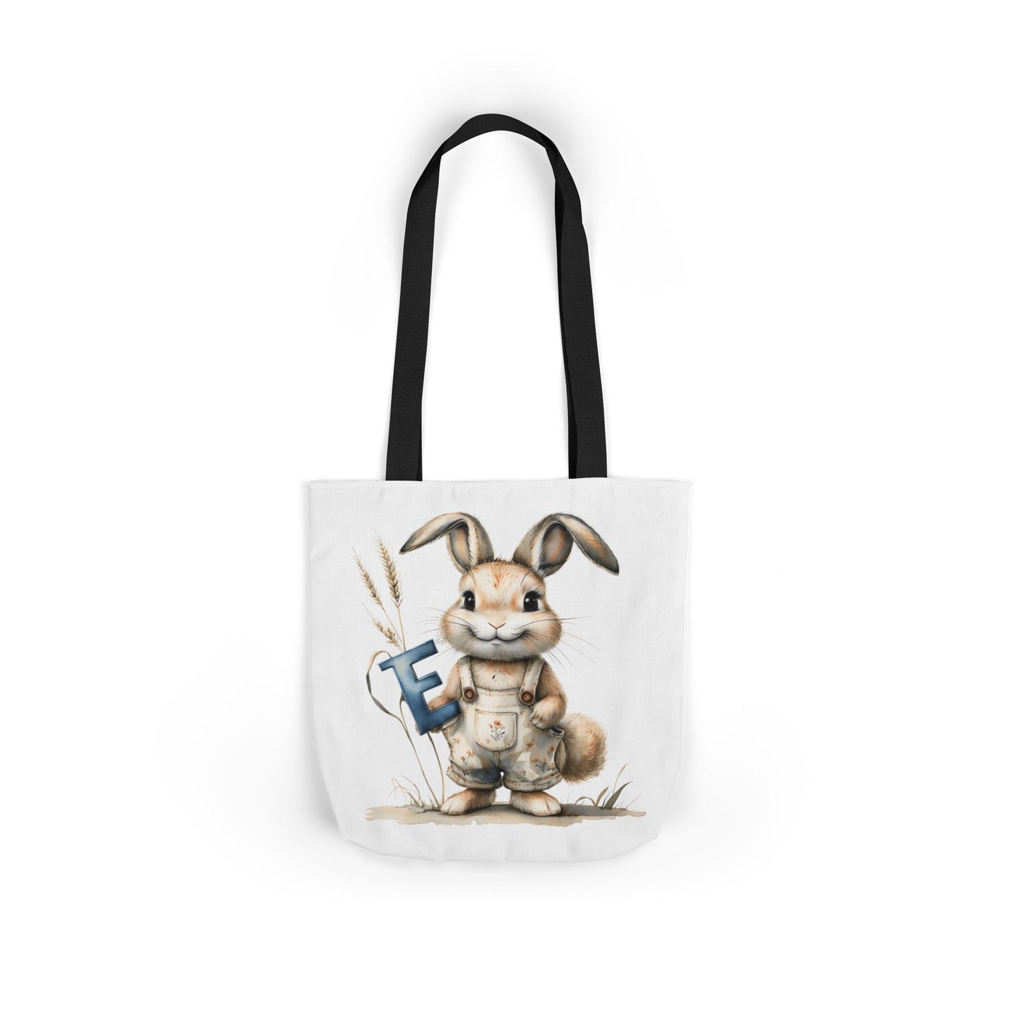 Charming Letter E Bunny Canvas Tote Bag, Easter, Spring, Eco-Friendly Bag, Gift for Animal Lovers, Everyday Use, Shopping