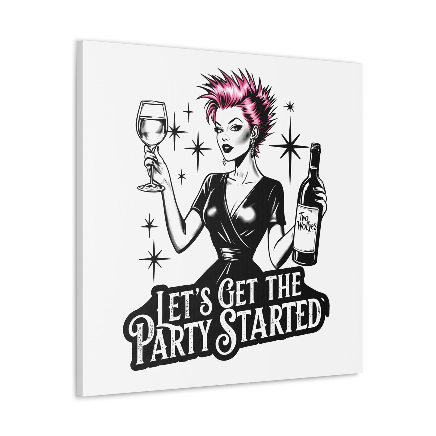 Canvas Wall Art Print, Pink Alecia Party Decoration, Lets Get Started Decor, Wall Hanging Poster, Home Office Bed Room Decor