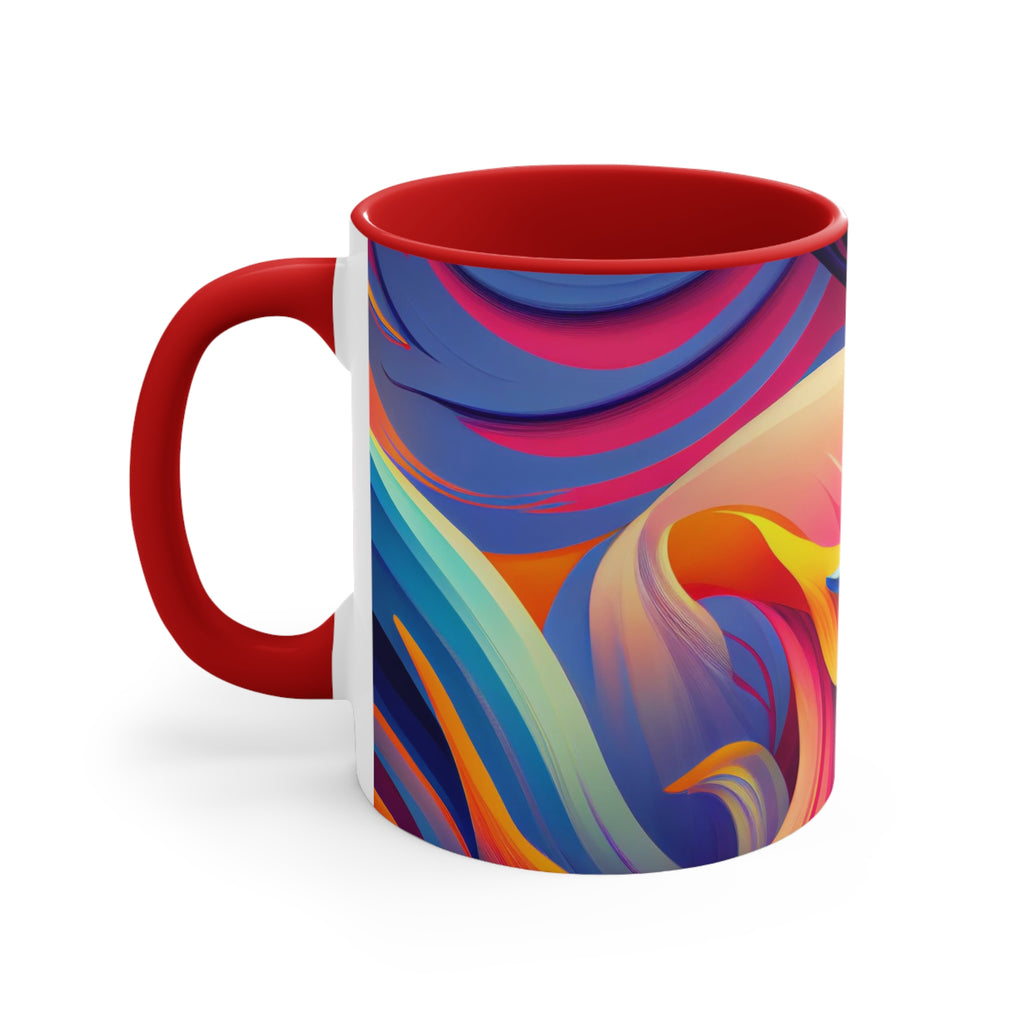Colorful Wavy Accent Mug — 11oz Bright Ceramic Coffee Cup