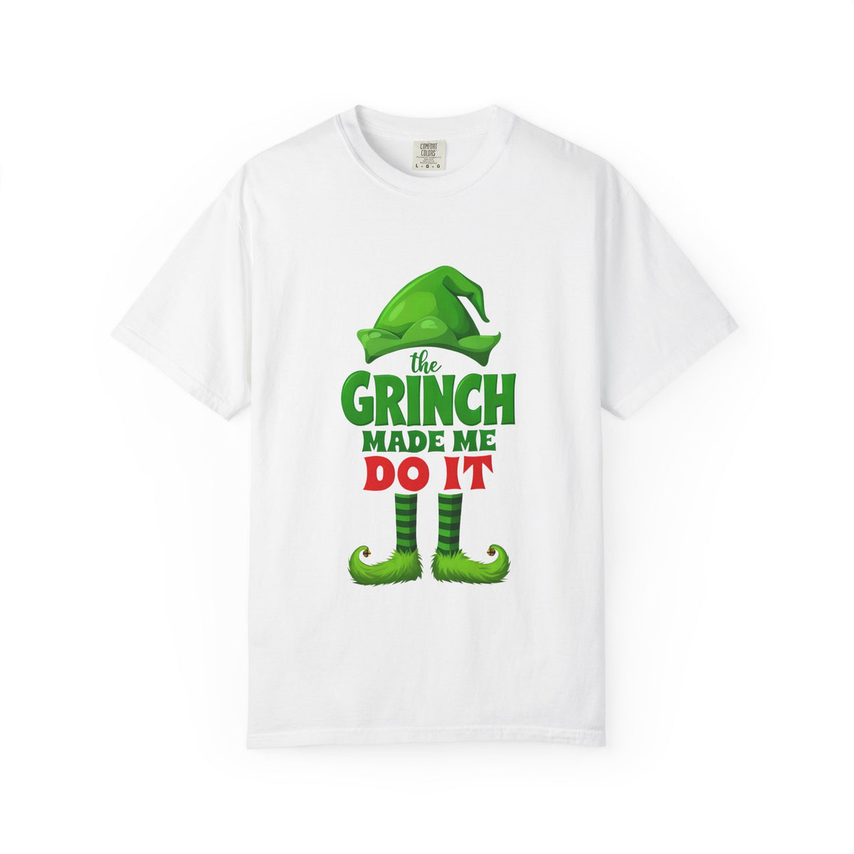Unisex white t-shirt with centered green Grinch graphic and red DO IT lettering