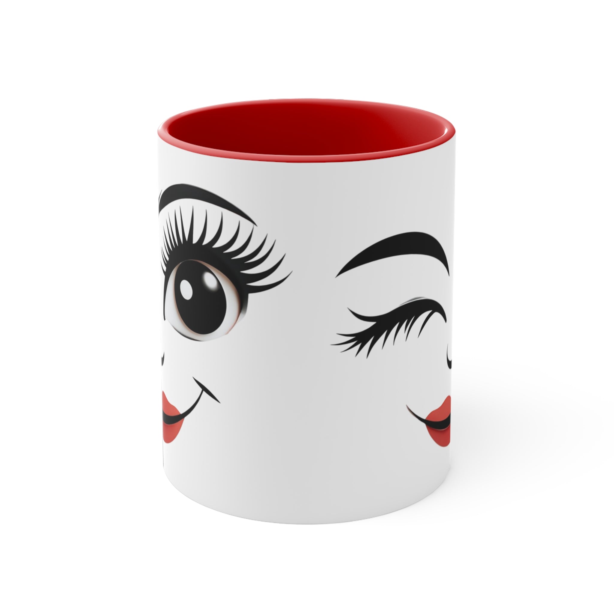 Quirky RED Face Outline Accent Mug 11oz