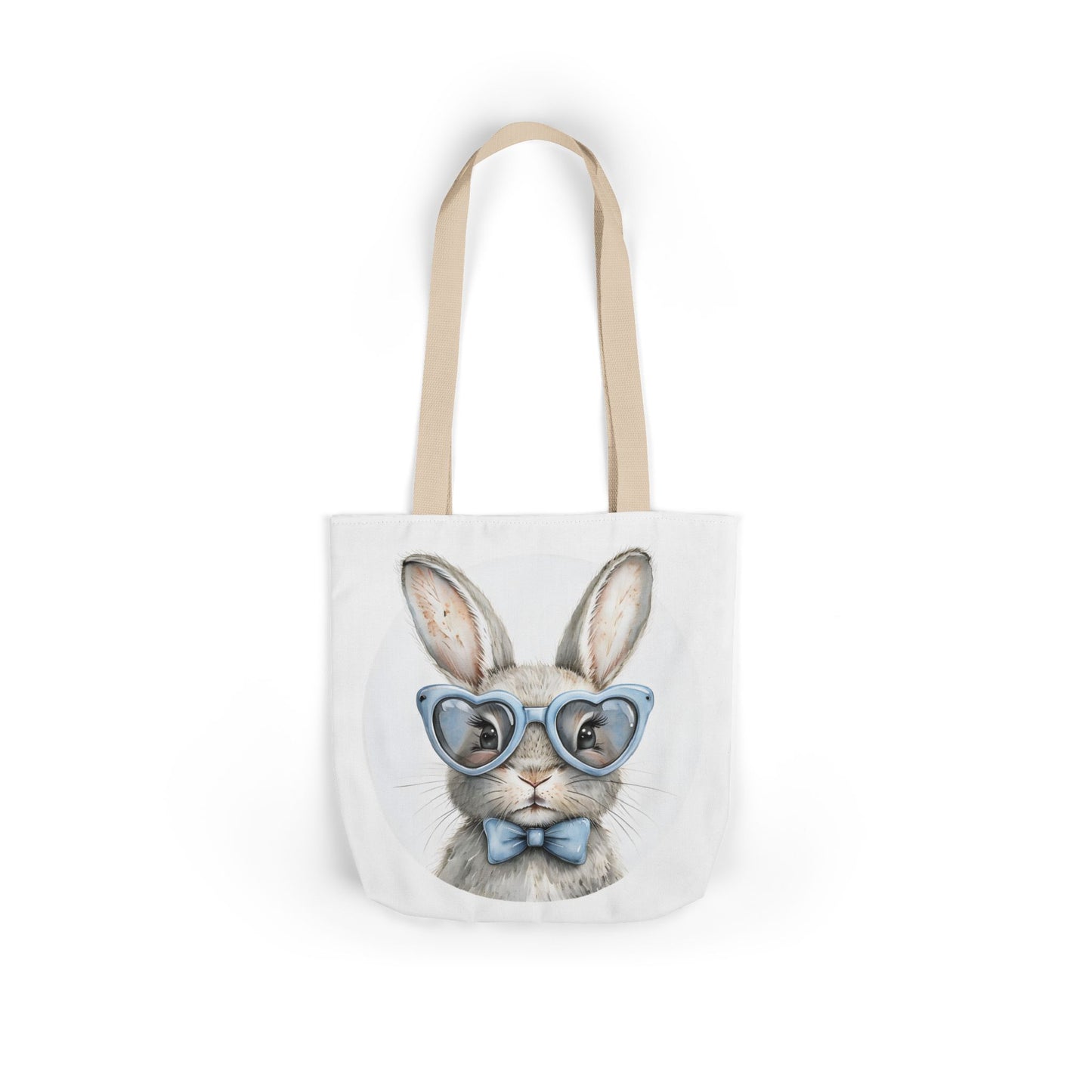 Cute Double Sided Bunny Canvas Tote Bag, Eco-Friendly Shopping Bag, Easter Gift, Spring Style Tote, Bunny Lover's Tote, 3-Color Straps