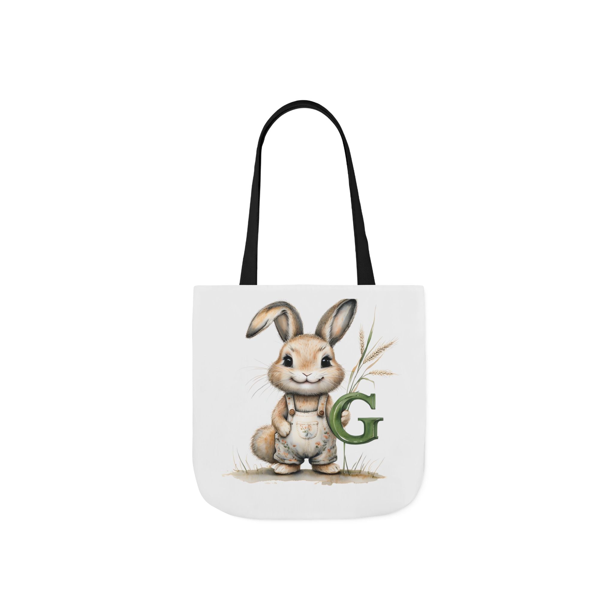 Adorable Letter G Bunny Canvas Tote Bag, Cute Spring Bag, Easter Gift, Eco-Friendly Storage Bag, Picnic Tote, Everyday Use