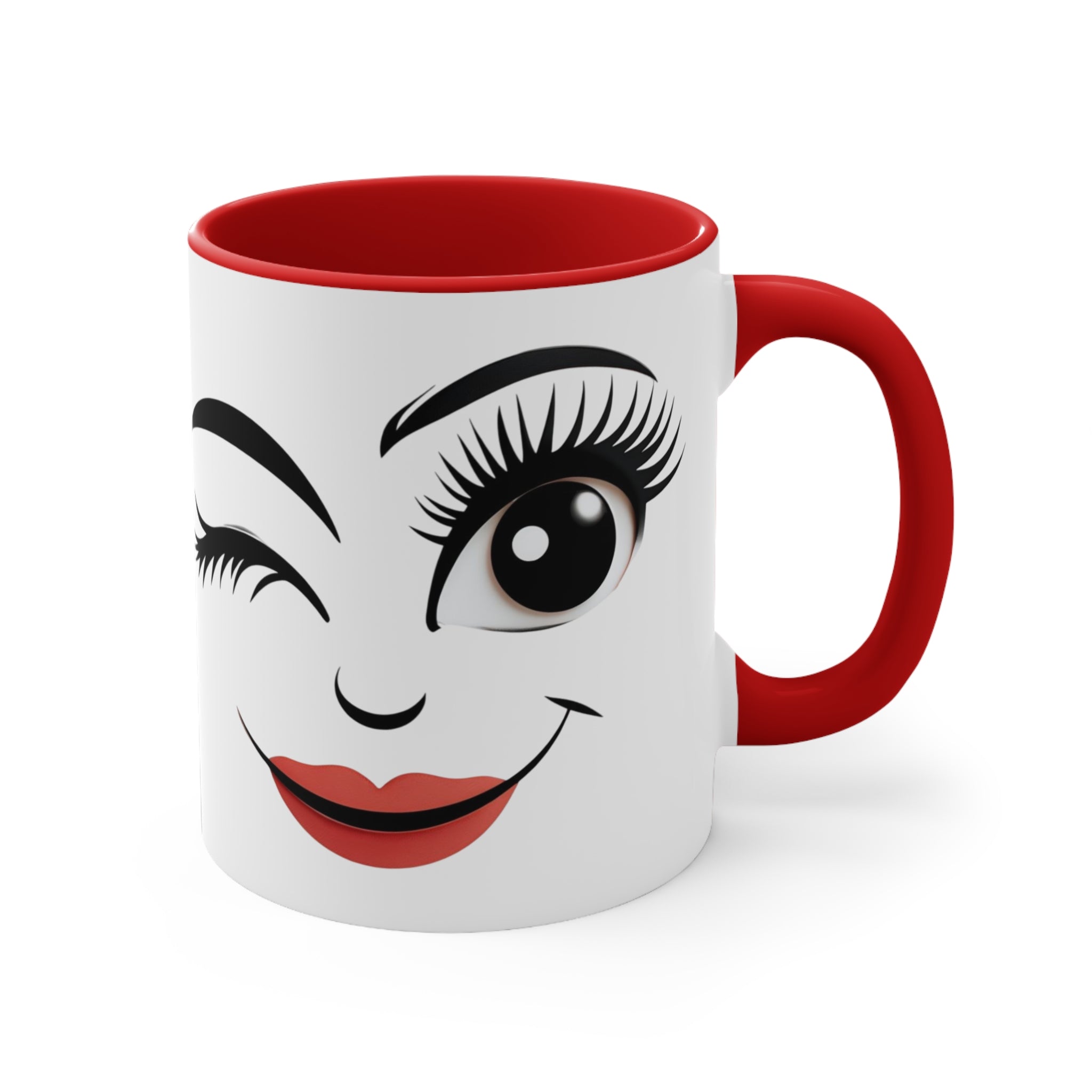 Quirky RED Face Outline Accent Mug 11oz