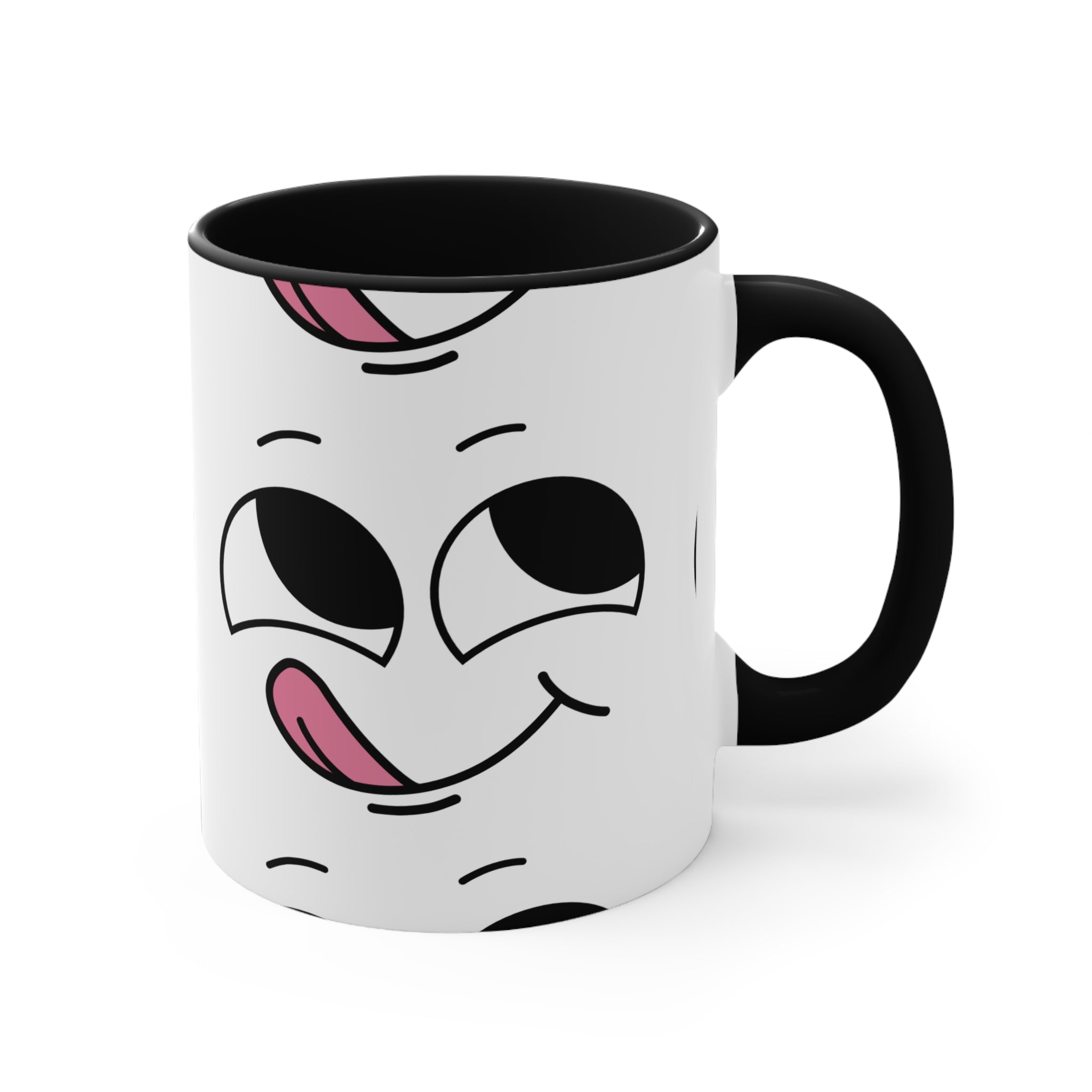 Quirky PINK Tongue Face Outline Accent Mug 11oz