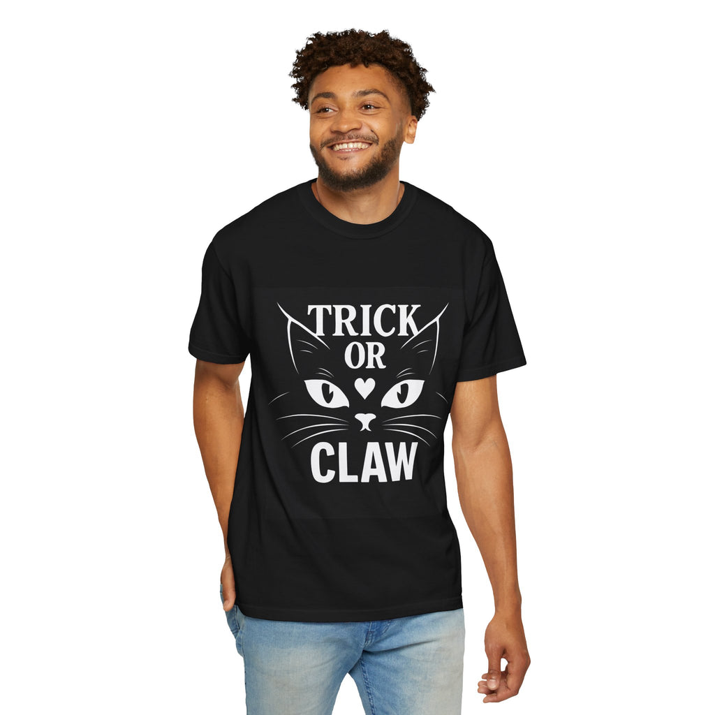 Cute Cat Halloween Tee, Trick or Claw T-Shirt, Funny Black Cat Shirt, Unisex Graphic Tee, Halloween Apparel, Cat Lover Gift