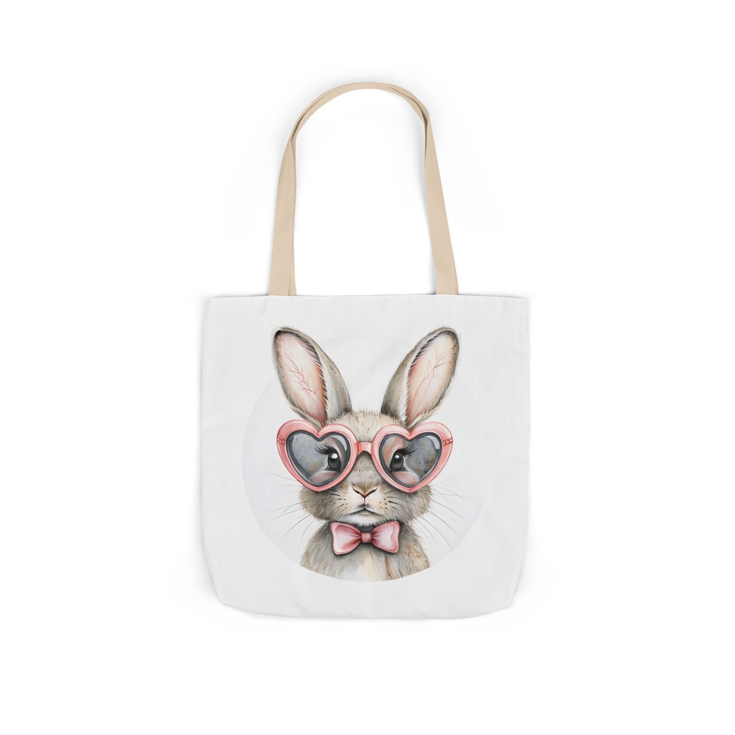 Cute Double Sided Bunny Canvas Tote Bag, Eco-Friendly Shopping Bag, Easter Gift, Spring Style Tote, Bunny Lover's Tote 3-Color Straps