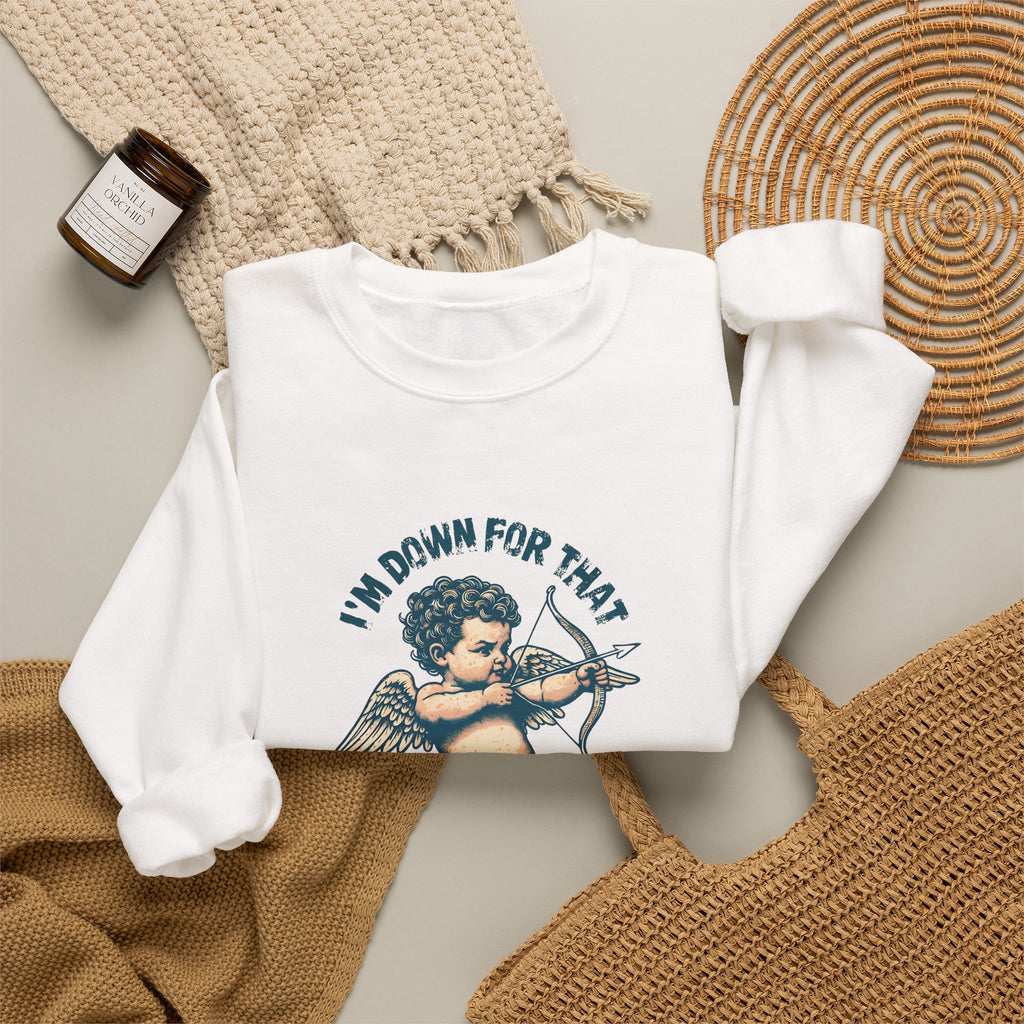 Cupid Graphic 'I'm Down For That' Crewneck Sweatshirt