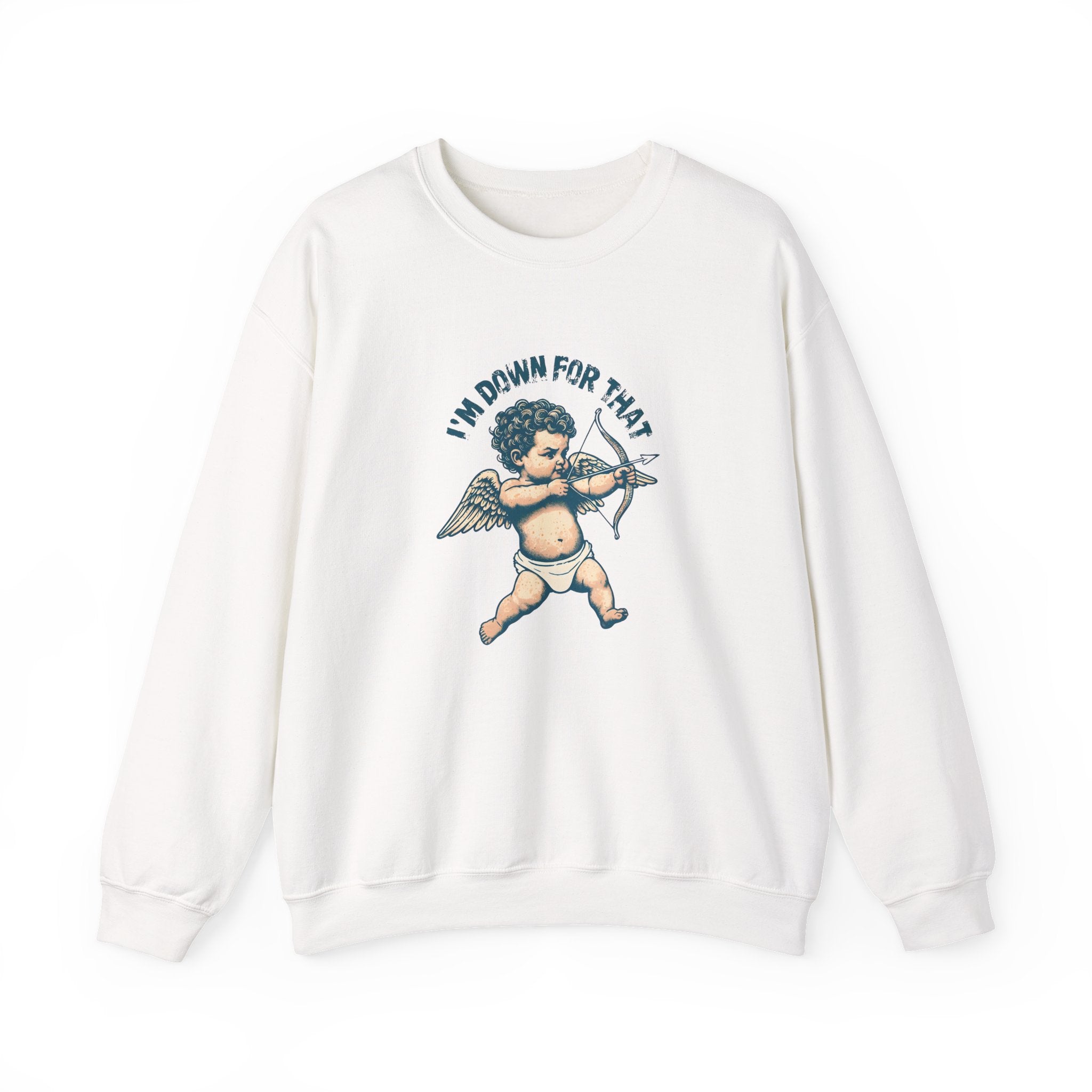 Cupid Graphic 'I'm Down For That' Crewneck Sweatshirt