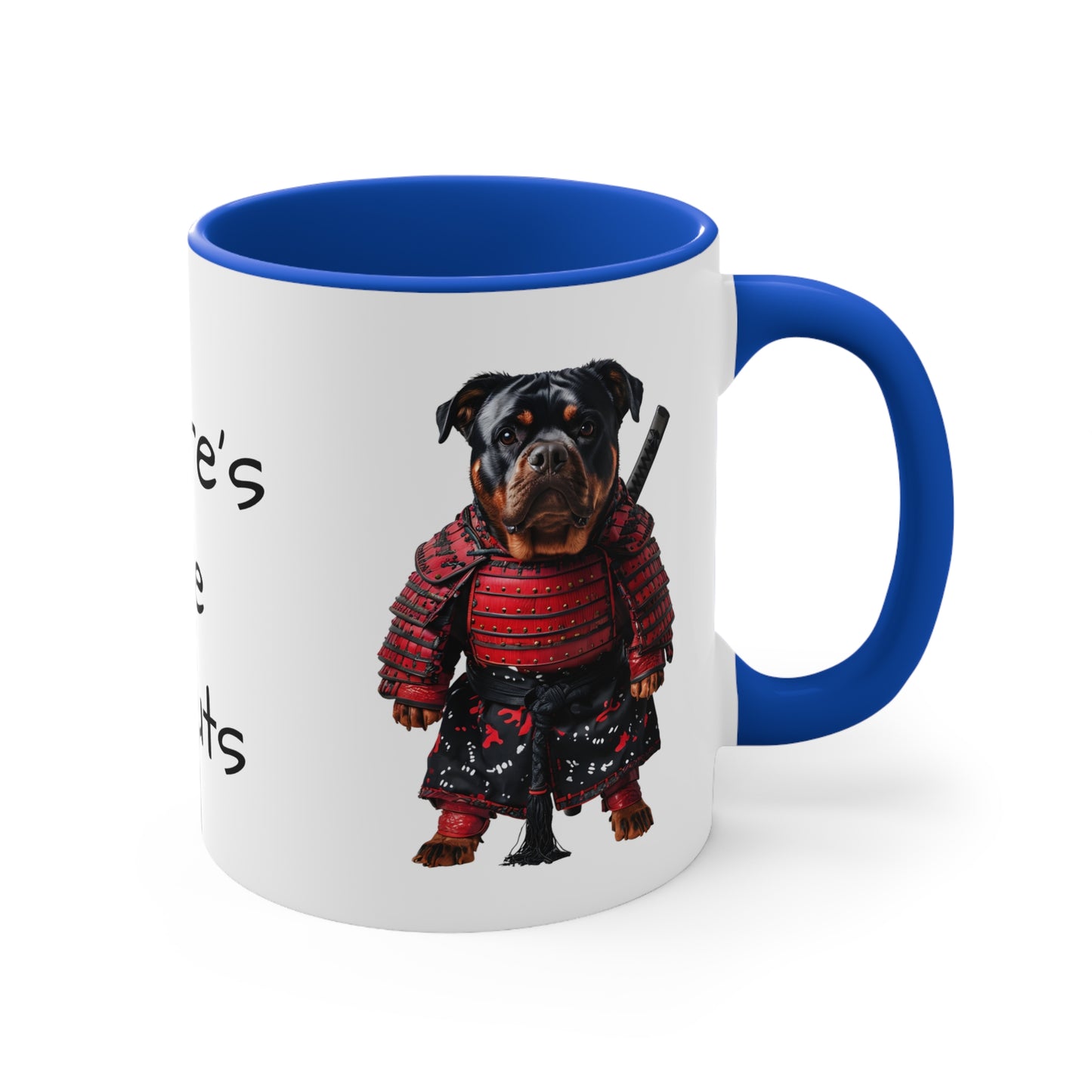 Rottweiler in Samurai Outfit Accent Mug Where's the donuts Perfect Gift for Dog Lovers & Pet Owners