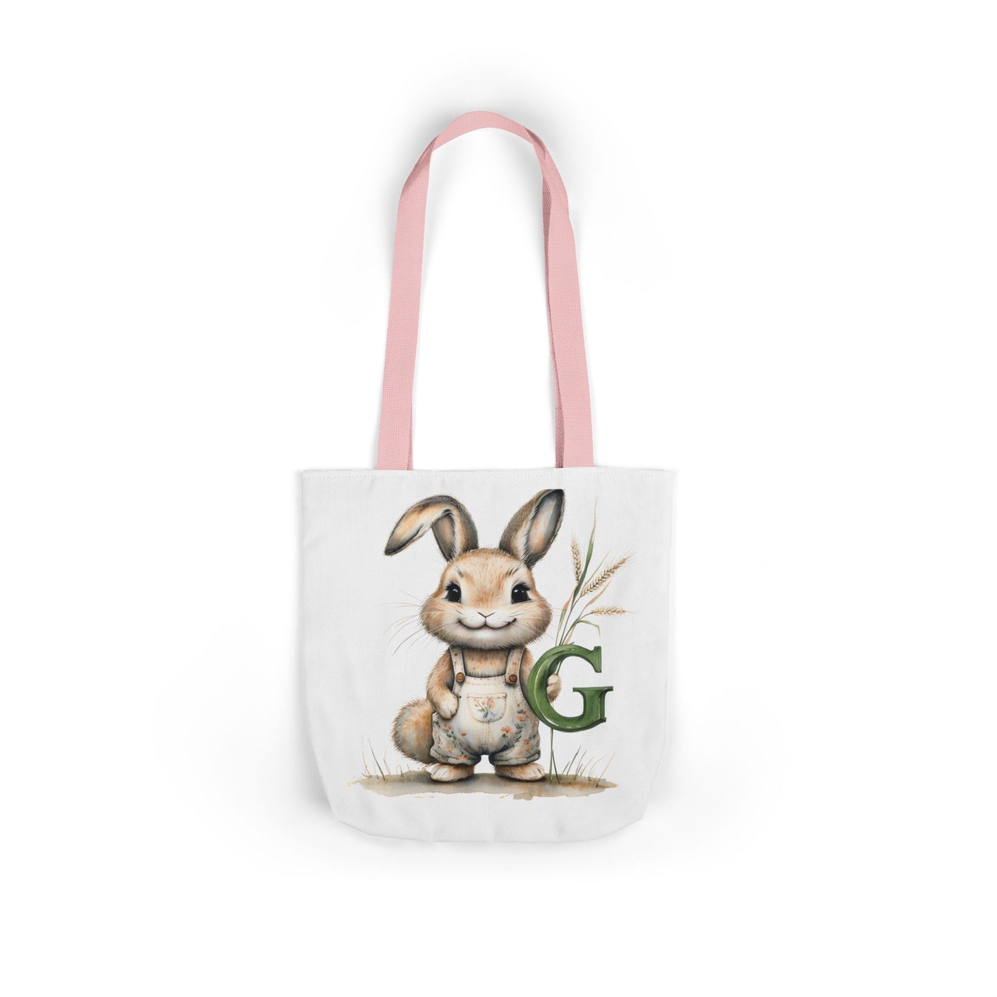 Adorable Letter G Bunny Canvas Tote Bag, Cute Spring Bag, Easter Gift, Eco-Friendly Storage Bag, Picnic Tote, Everyday Use