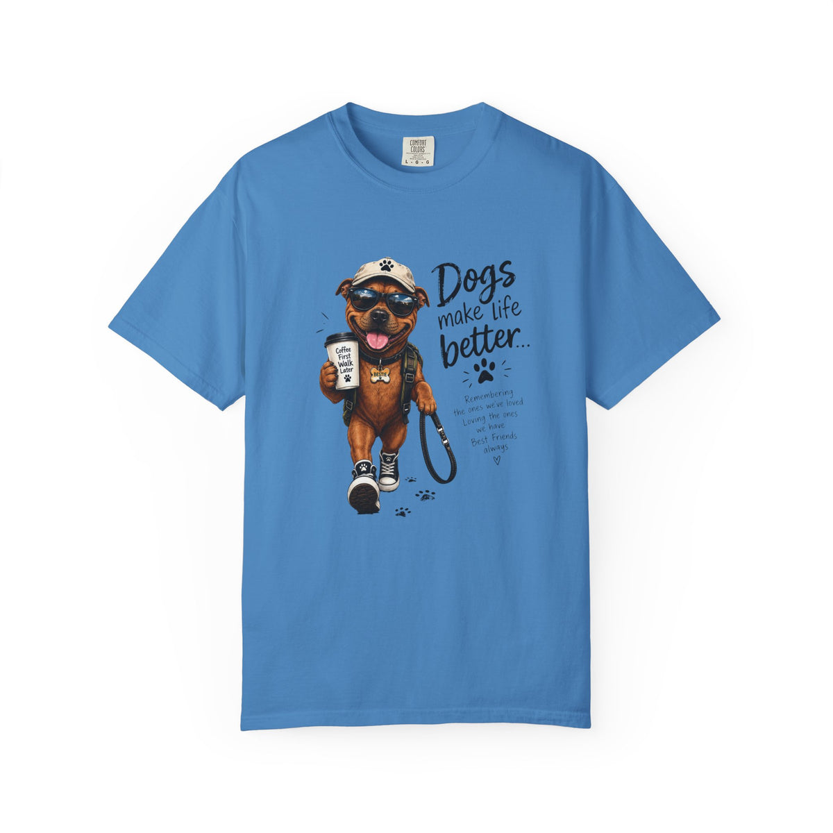 Dog Lovers Staffy T‑Shirt — "Dogs Make Life Better" Graphic Tee