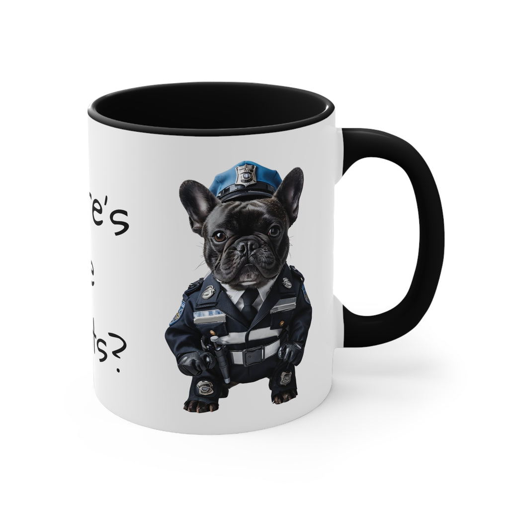 French Bulldog  in Police Uniform Accent Mug Wheres the Donuts Fun Police Dog Design Dog Lover Gift