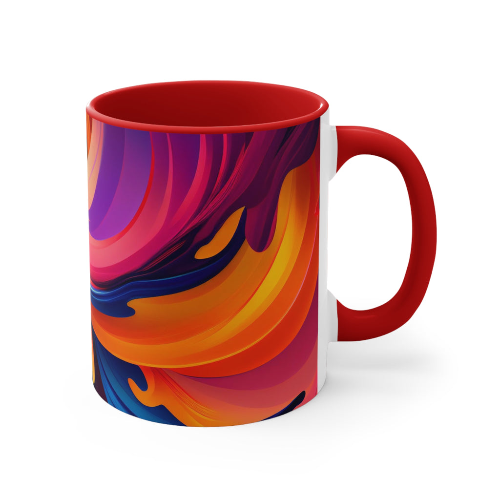 Colorful Wavy Accent Mug — 11oz Bright Ceramic Coffee Cup