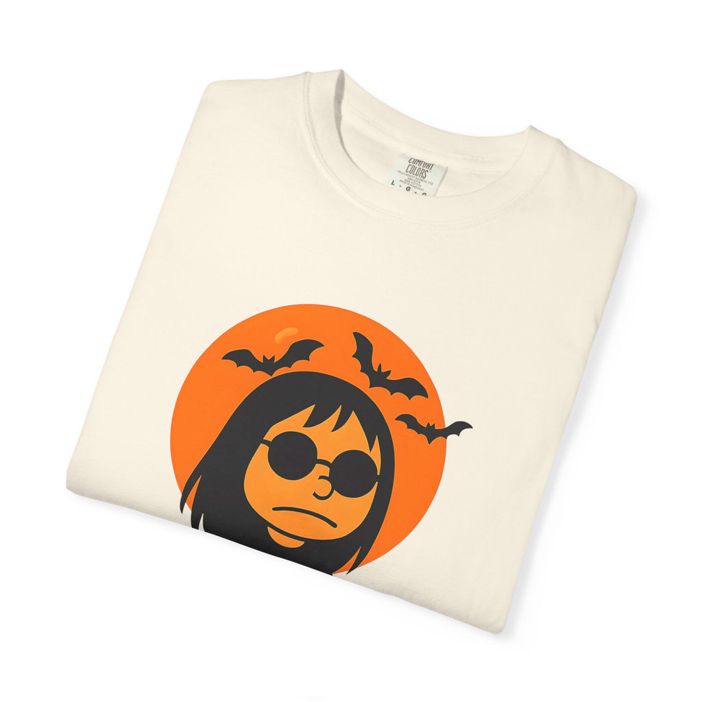 Ivory unisex T-shirt featuring close-up orange bat halo character graphic