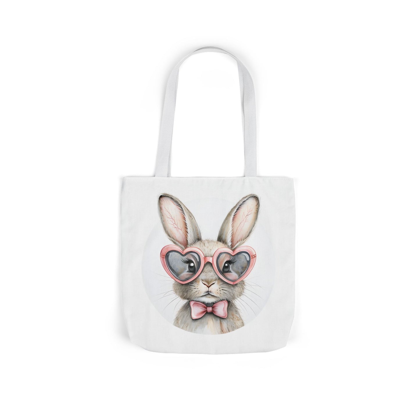 Cute Double Sided Bunny Canvas Tote Bag, Eco-Friendly Shopping Bag, Easter Gift, Spring Style Tote, Bunny Lover's Tote 3-Color Straps