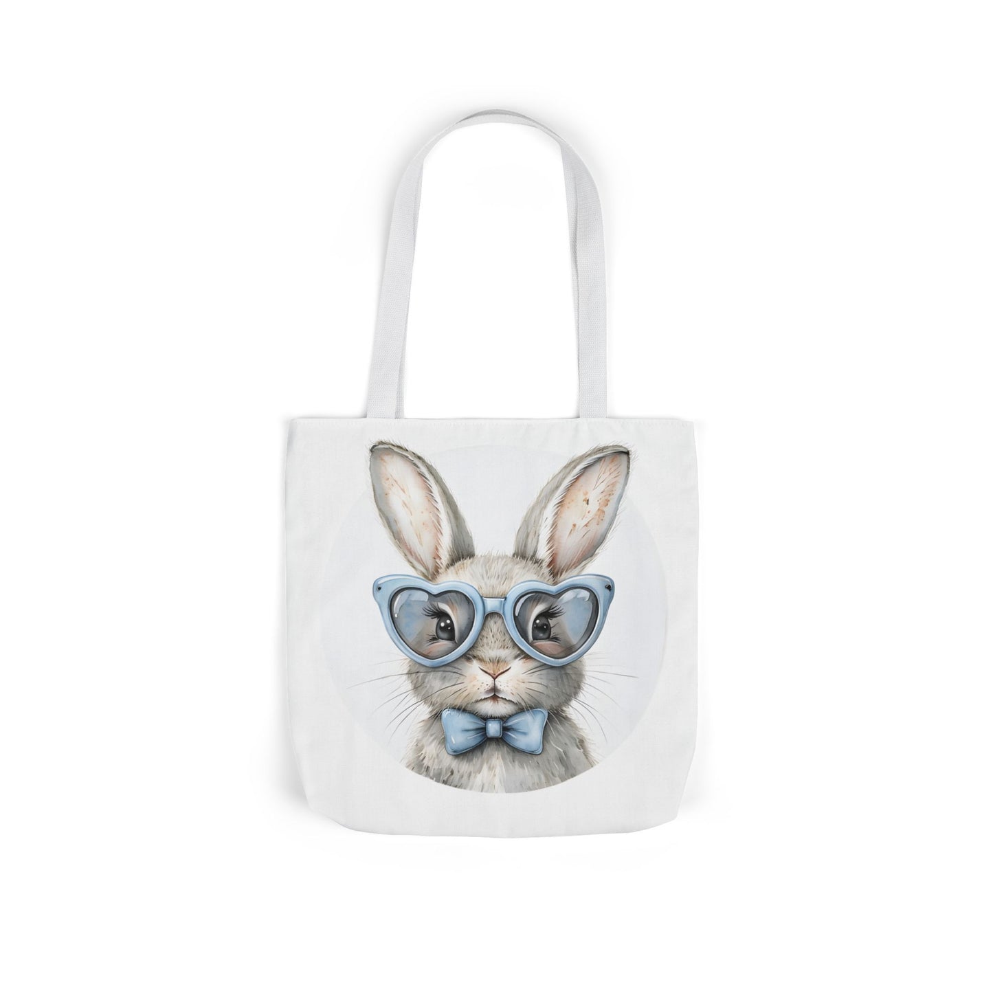 Cute Double Sided Bunny Canvas Tote Bag, Eco-Friendly Shopping Bag, Easter Gift, Spring Style Tote, Bunny Lover's Tote, 3-Color Straps