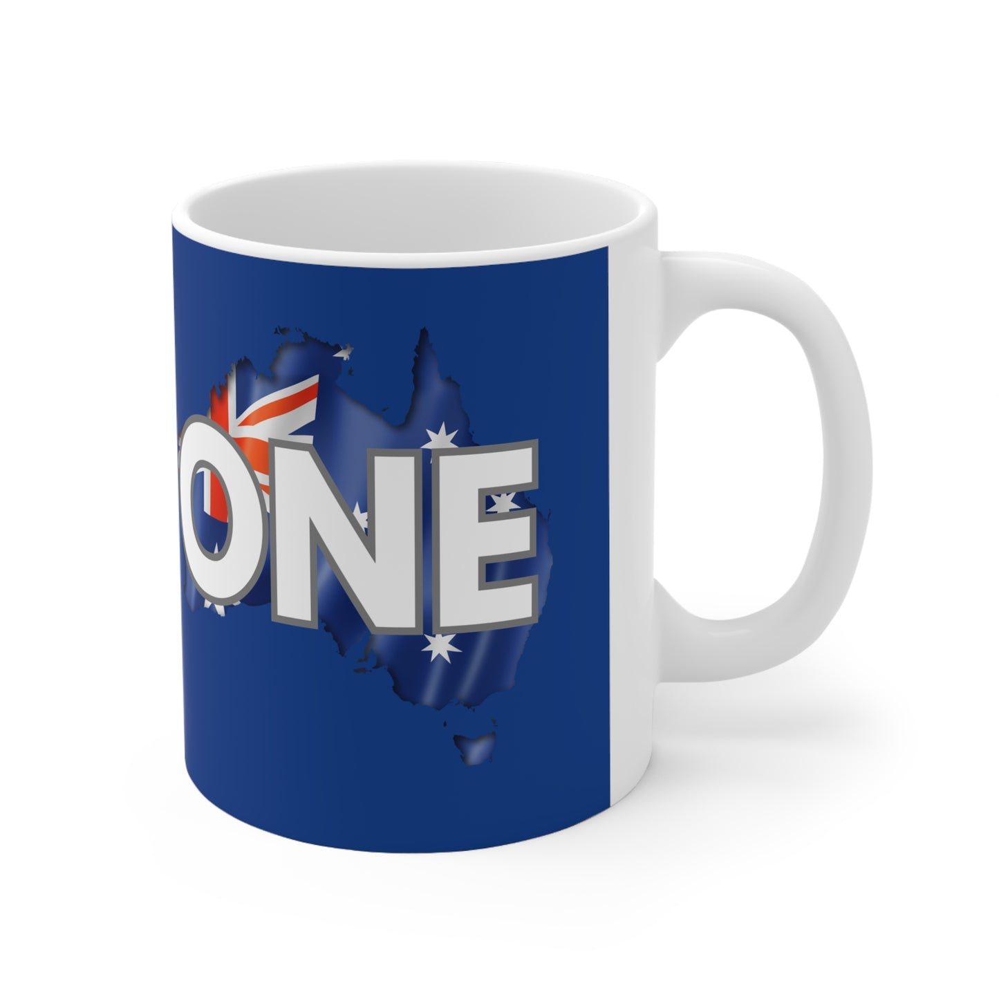 Australia ONE Flag Map Unity Blue Ceramic Coffee Mug — 11oz