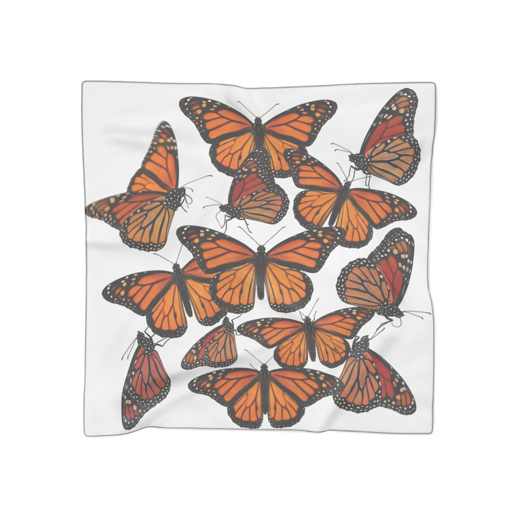 Butterflies Silk-Look Scarf — Butterflies Orange & Black Graphic Print