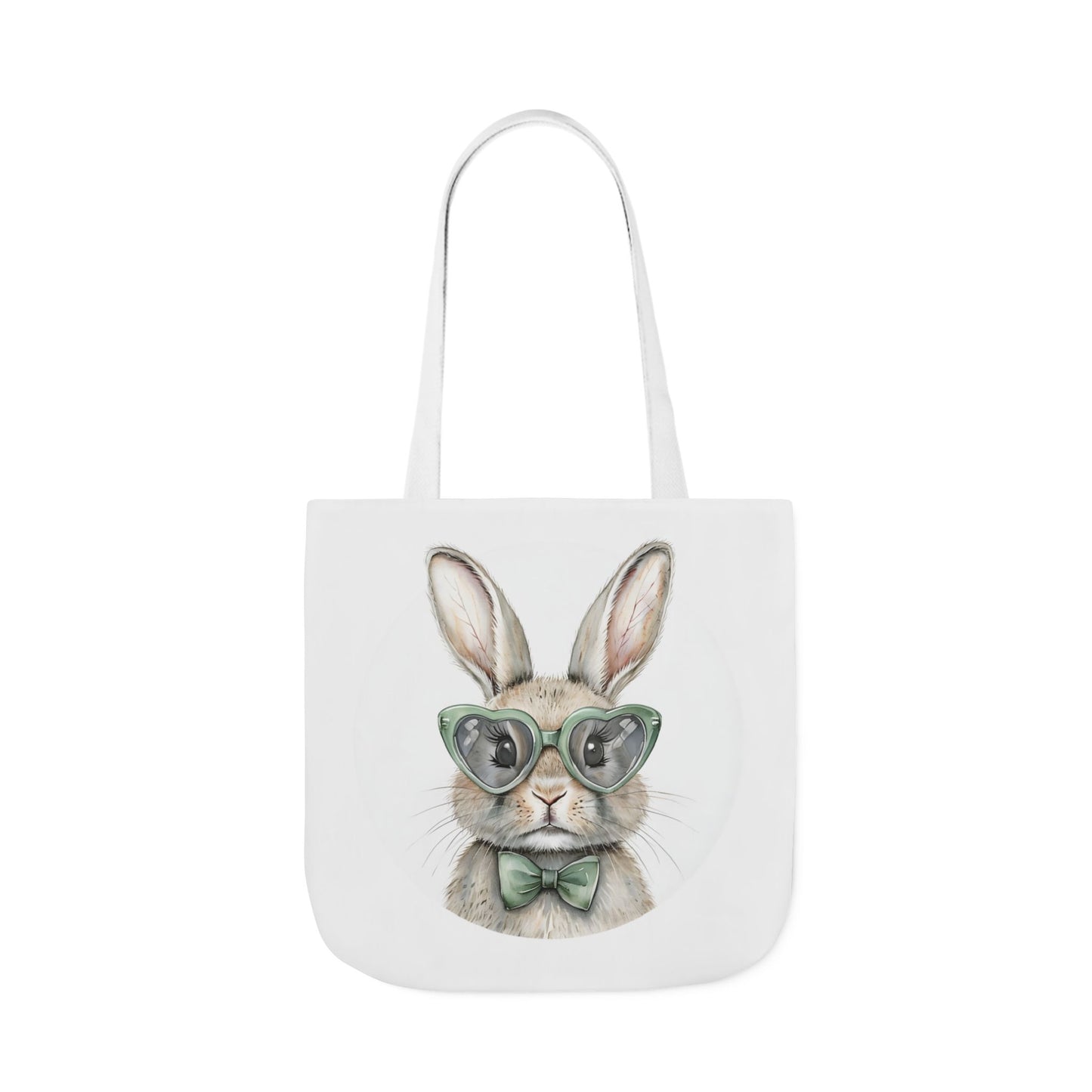 Playful Double Sided Bunny Canvas Tote Bag with 5-Color Straps, Eco-Friendly, Spring Gift, Perfect for Easter, Cute Animal Lover Bag