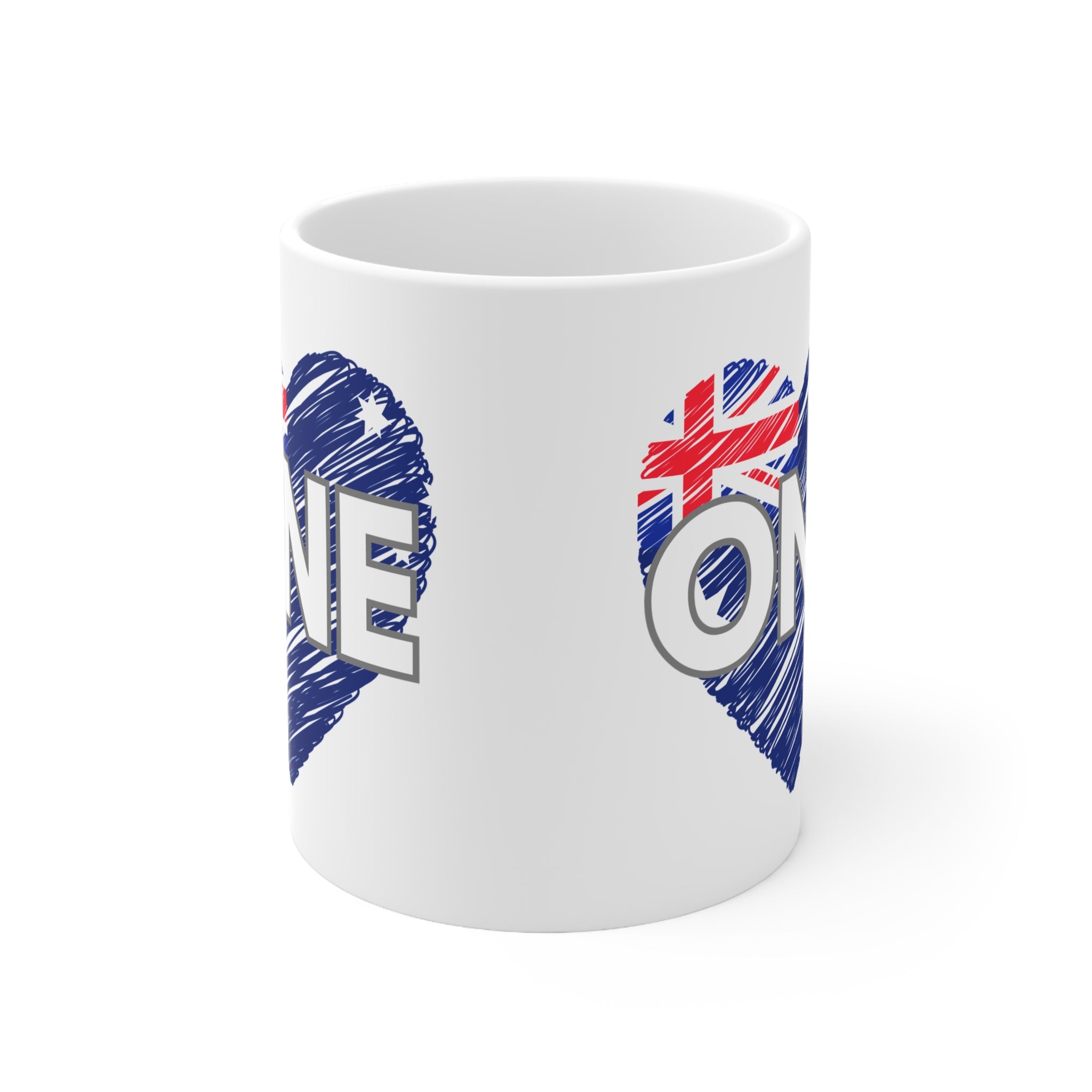 Australia ONE Heart Unity White Ceramic Coffee Mug — 11oz