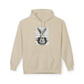 Beige hoodie with front pocket and chihuahua mugshot graphic, 'INMATE 2026' text.