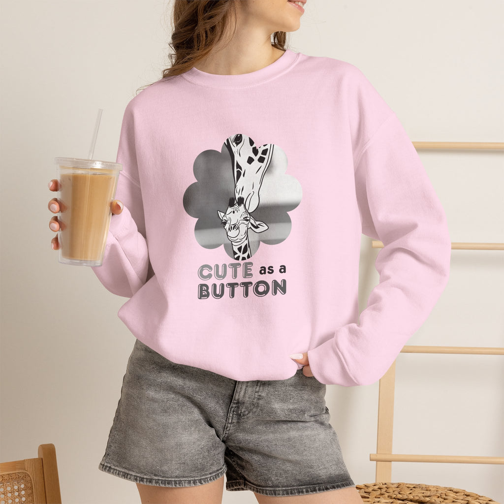 Crewneck Sweatshirt — Cute as a Button Giraffe Graphic
