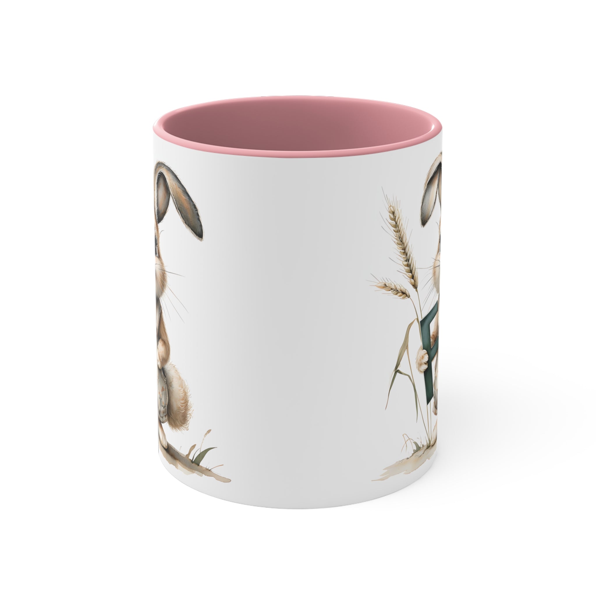 Whimsical Letter F Rabbit Design Mug, Cute Coffee Cup for Animal Lovers, Perfect Gift for Easter, Spring Decor, Unique Tea Mug