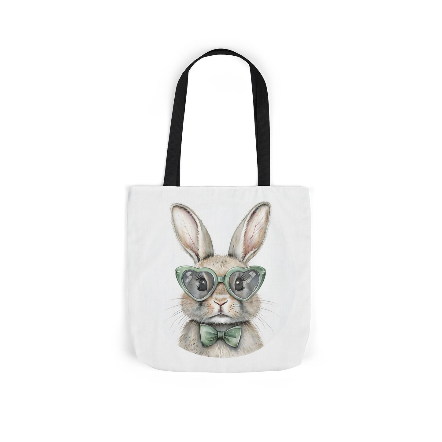 Playful Double Sided Bunny Canvas Tote Bag with 5-Color Straps, Eco-Friendly, Spring Gift, Perfect for Easter, Cute Animal Lover Bag