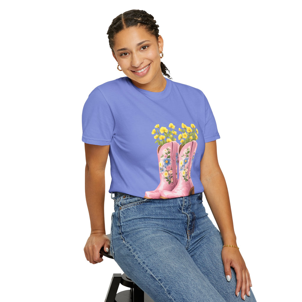 Walk A Mile Smiling T-Shirt – Cowboy Boot Graphic Tee