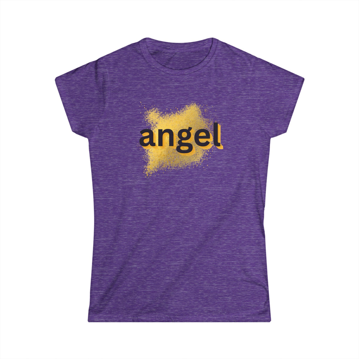 Women’s purple T-shirt with “angel” front graphic