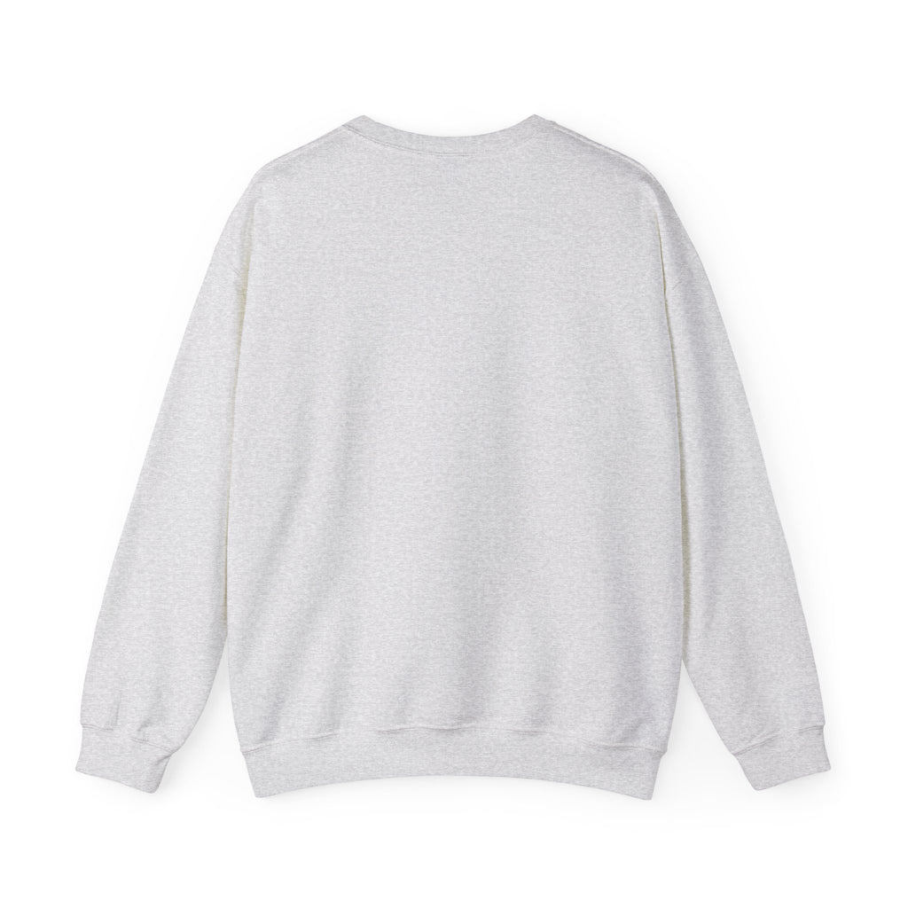 Ash gray crewneck sweatshirt, long sleeves, ribbed cuffs and hem