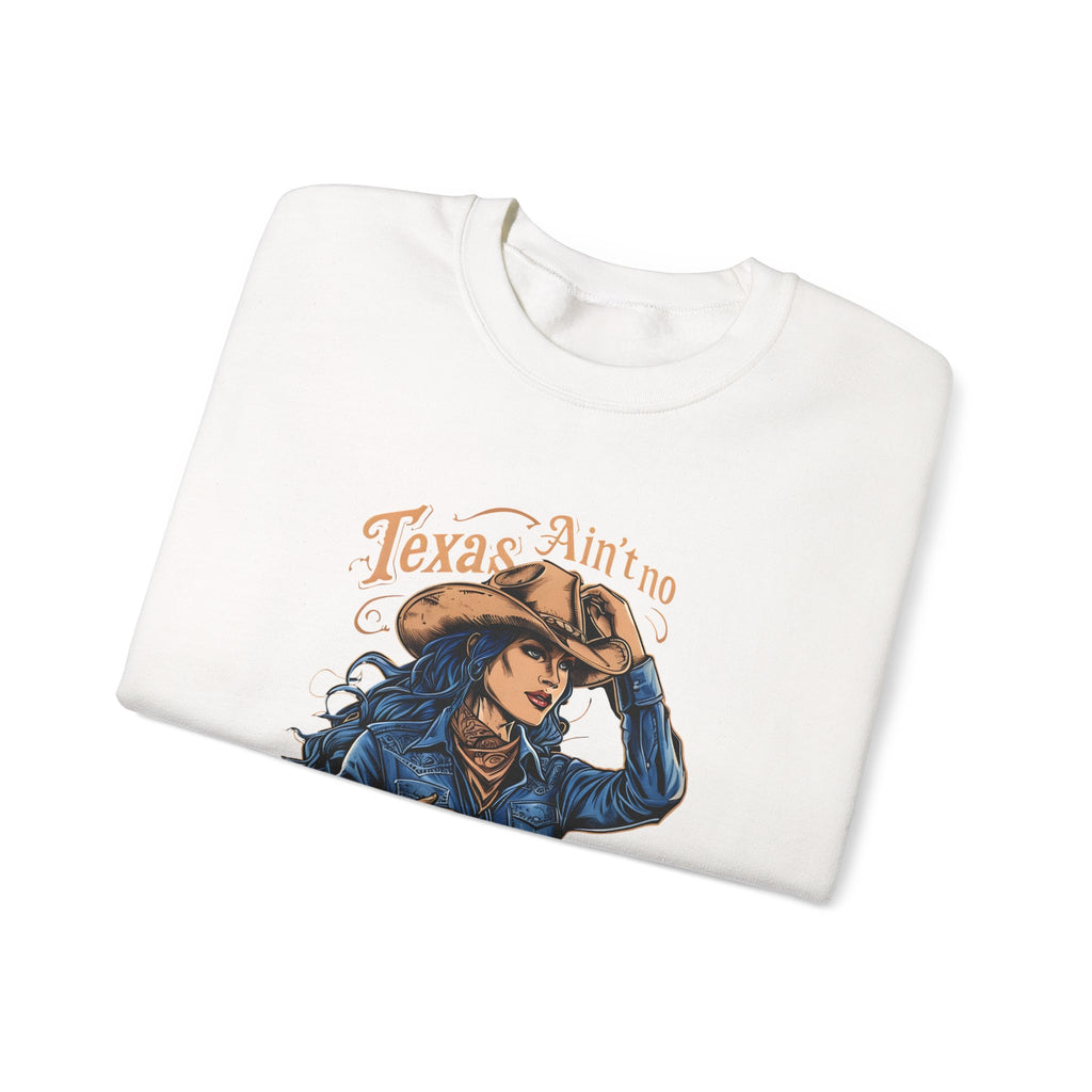 Cream crewneck sweatshirt with western cowgirl graphic on front