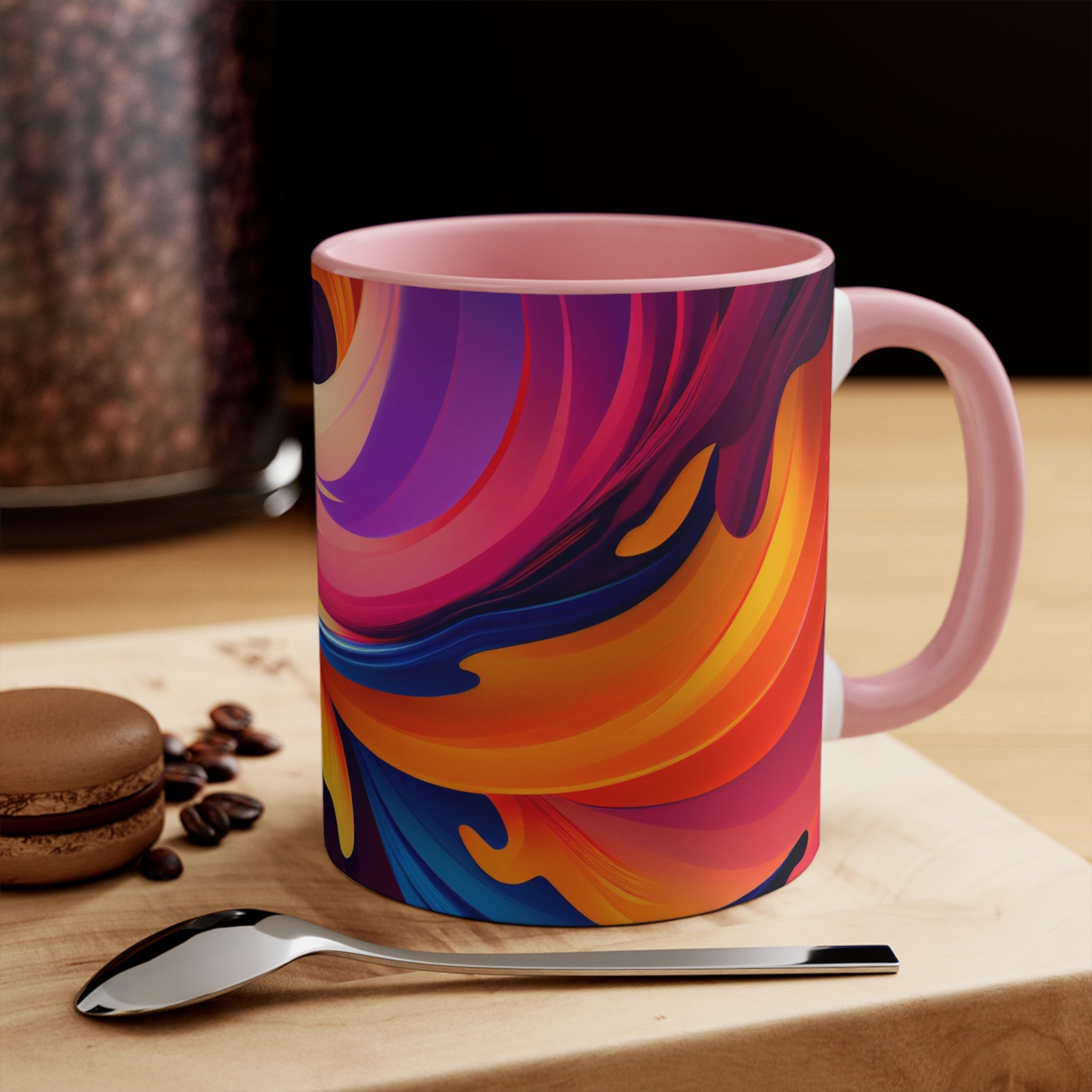 Colorful Wavy Accent Mug — 11oz Bright Ceramic Coffee Cup