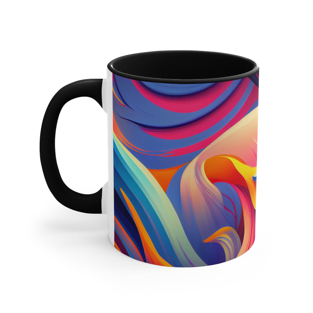 Colorful Wavy Accent Mug — 11oz Bright Ceramic Coffee Cup