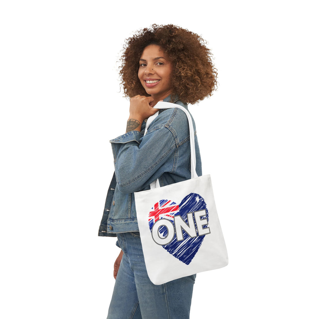Australia Heart Flag 'ONE' Canvas Tote Bag — Patriotic Aussie Market Tote